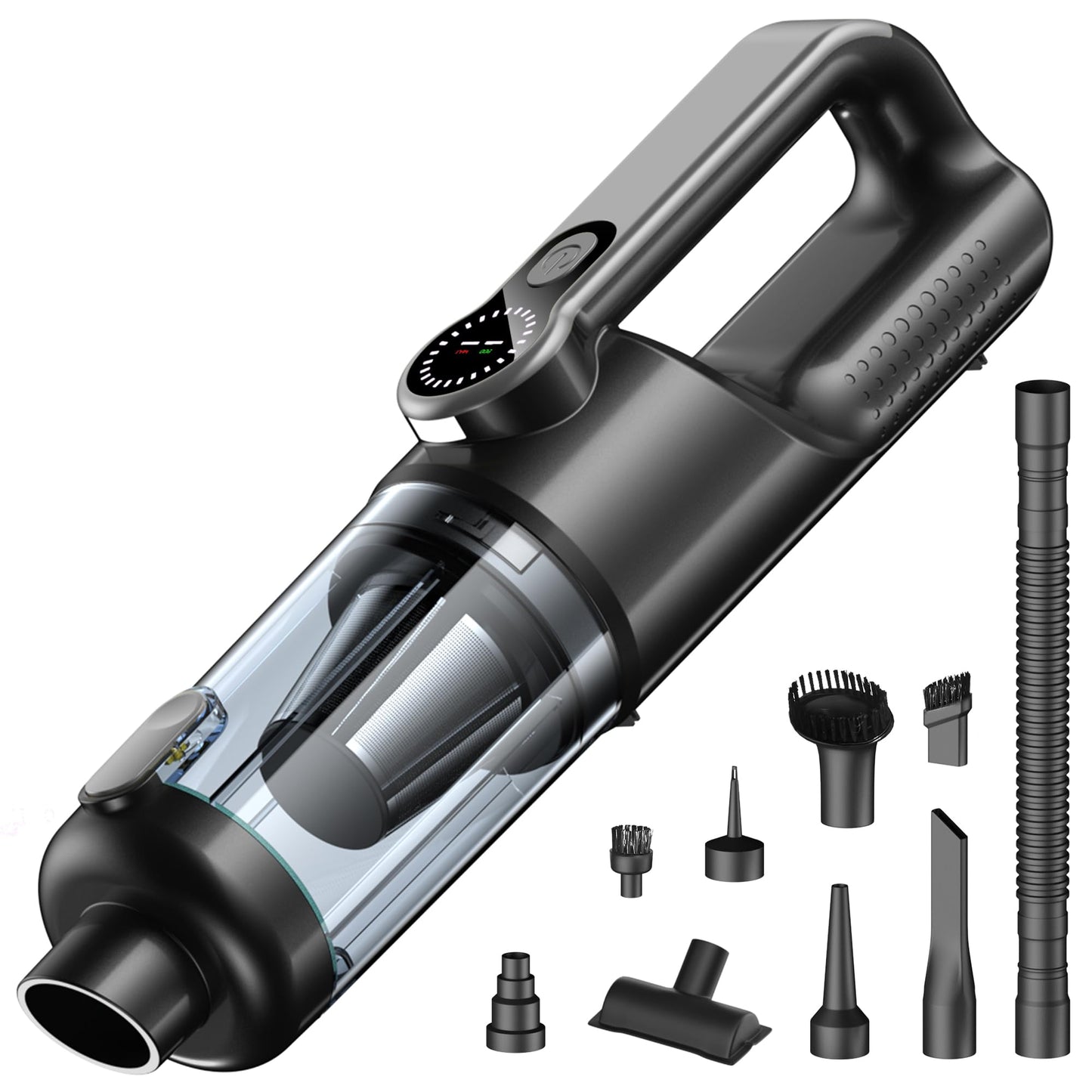LIMIOCASA 18000Pa Cordless Handheld Car Vacuum Cleaner – 35-Min Runtime, LED Light & LCD Screen, 2-in-1 Blower Function – Lightweight 1.9lb Portable Vacuum for Pet Hair, Home & Car Interior (Black)