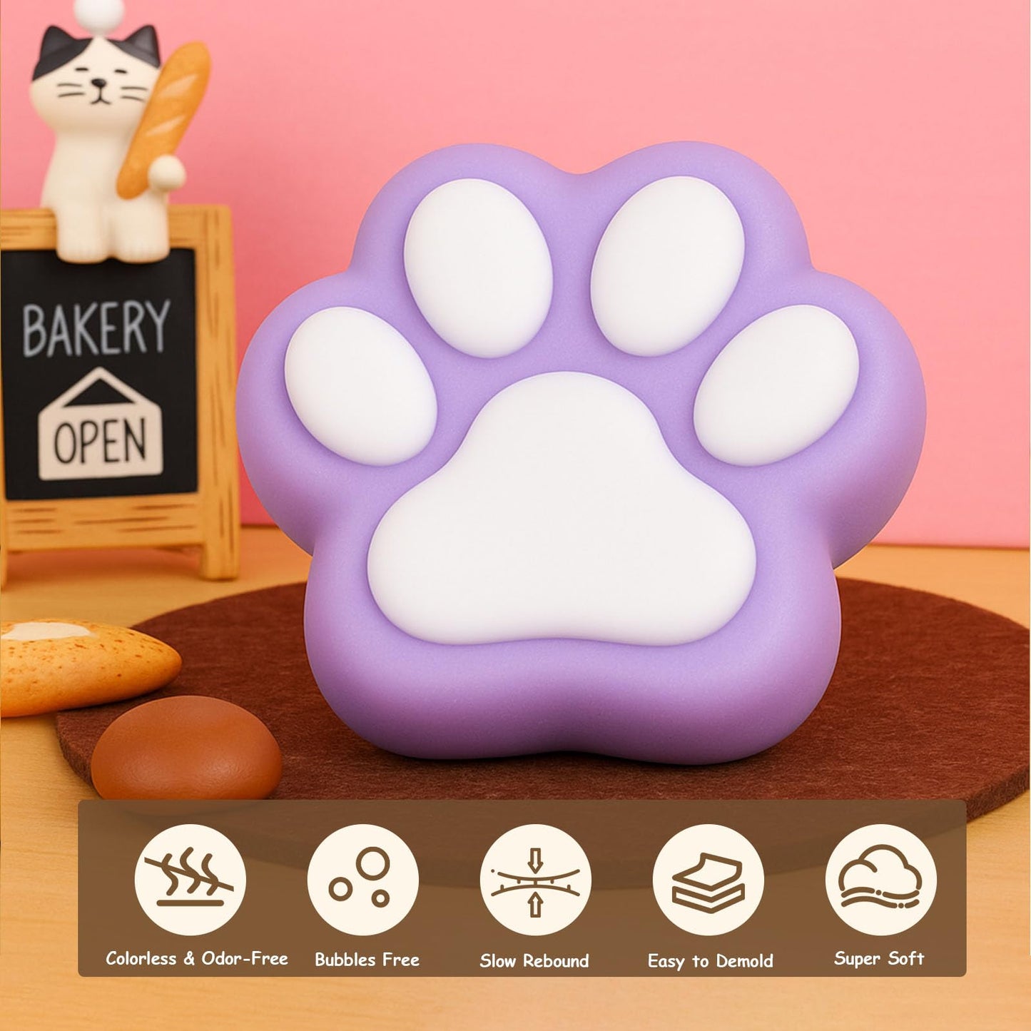 GDDP Squishy Making Kit, 18oz DIY Liquid Slilicone Squishy Kit, Liquid Silicone 1:1 AB Ratio Epoxy Resin Mix with 3 Molds(Cat Claw, Cheese, Rabbit)