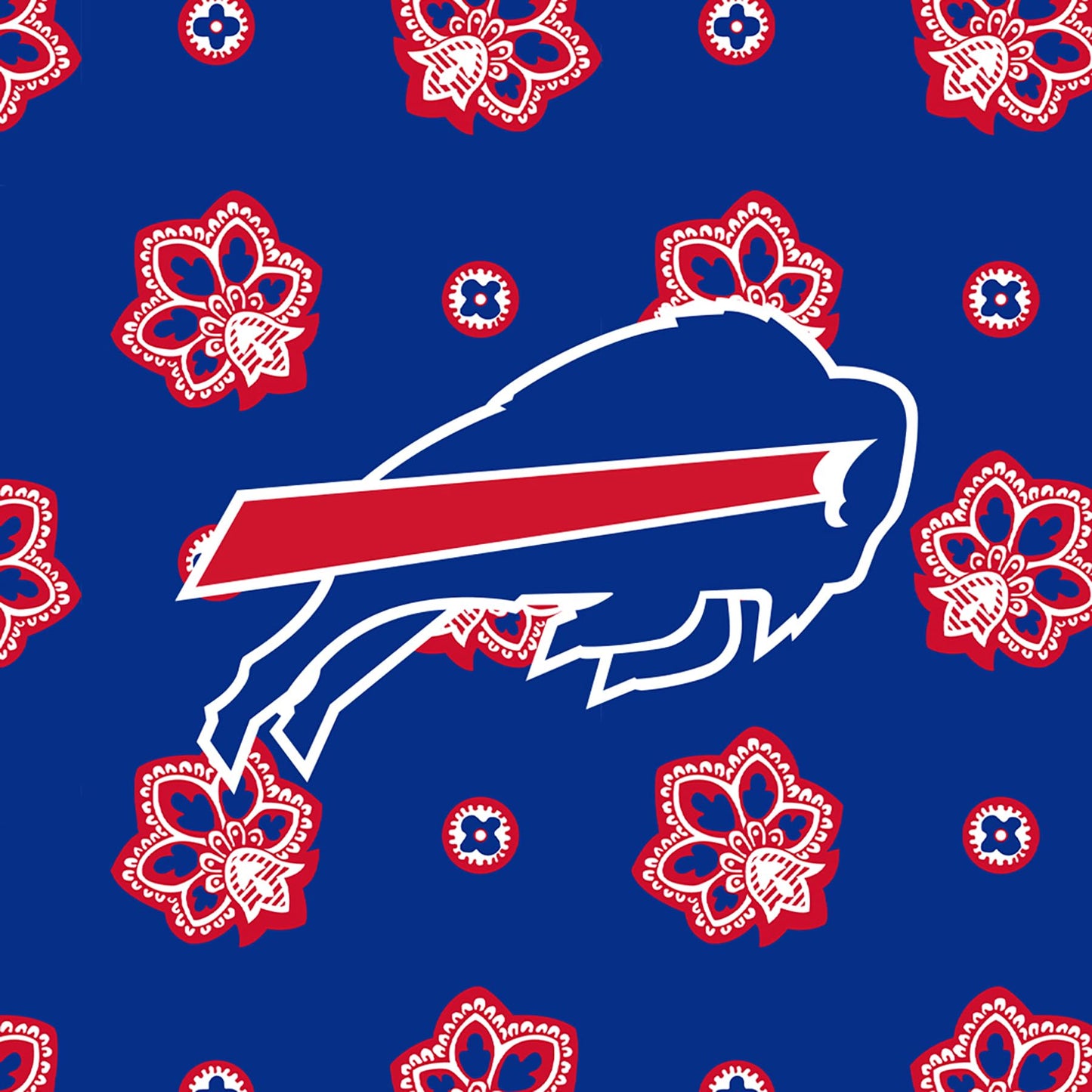 Vera Bradley Women's Cotton NFL Medium Cosmetic Makeup Organizer Bag (Multiple Teams Available), Buffalobillsonroyalblue/Redbandana