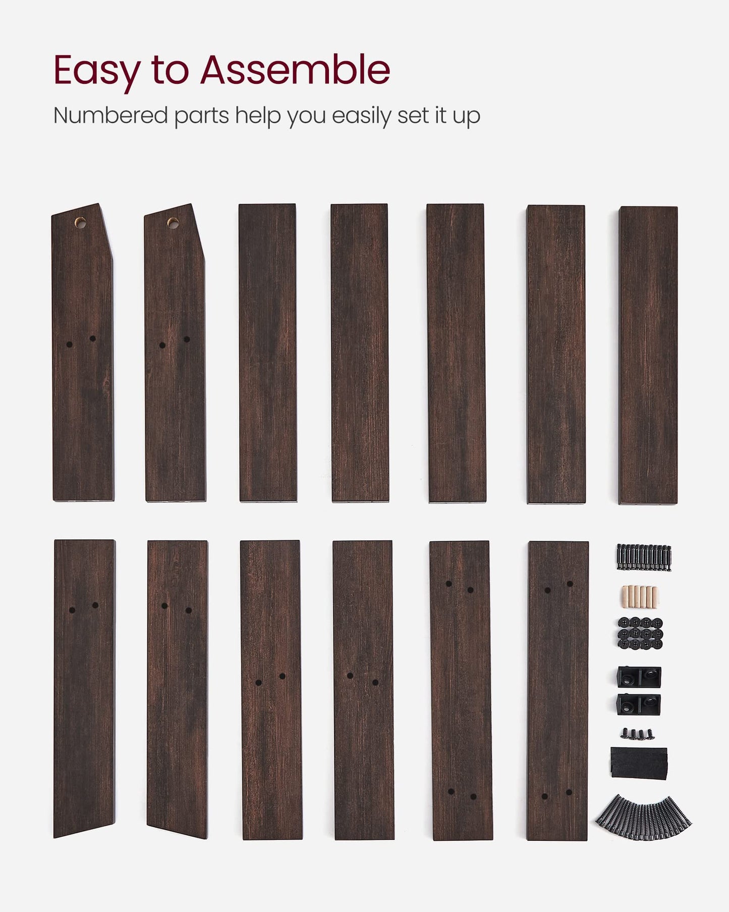 VASAGLE Blanket Ladder Decorative Farmhouse for The Living Room, 5-Tier Ladder Shelf, Ladder Rack for Storage and Decor, Maroon Brown ULLS018T51