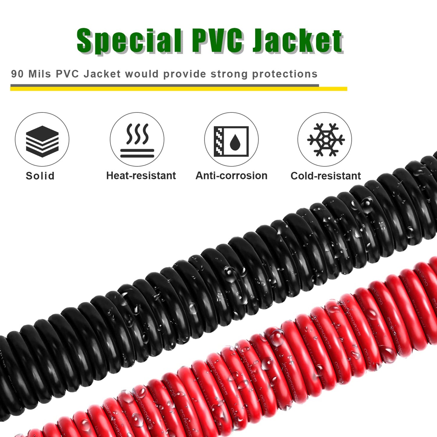 Kimbluth 2 Gauge Battery Cable Copper Wire, 10FT Red+10FT Black 2 AWG Welding Cable Standard USA OFC Wire for Automotive, Battery, Solar, Marine and Generator