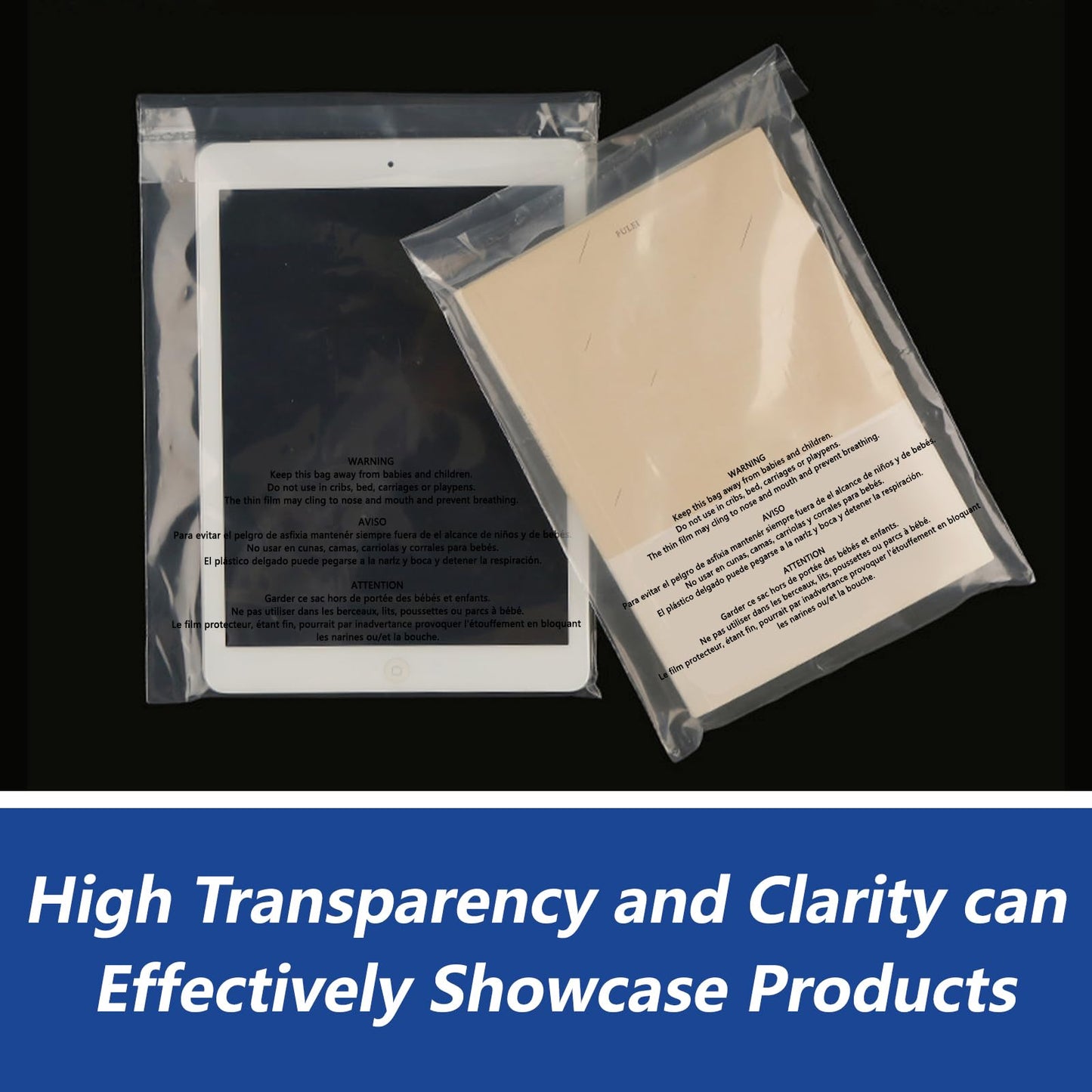 WEPOLY - 9" x 12" (1000 Count) - Clear Poly Bags with Suffocation Warning Self Seal for Packaging, Shirts, Clothing & FBA - Permanent Adhesive