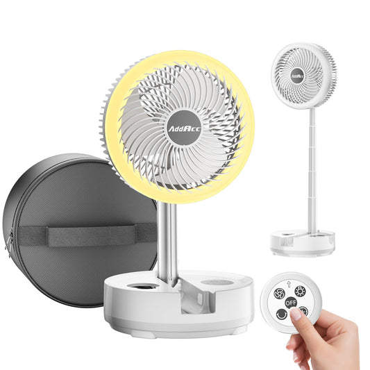 AddAcc 40000mAh Battery Operated Fan, Rechargeable Collapsible Fan, 106H Run, 9 Speeds Oscillating with Remote, Battery Powered with Timer & Light for Travel Cruise Essentials RV Outdoor Power Outage
