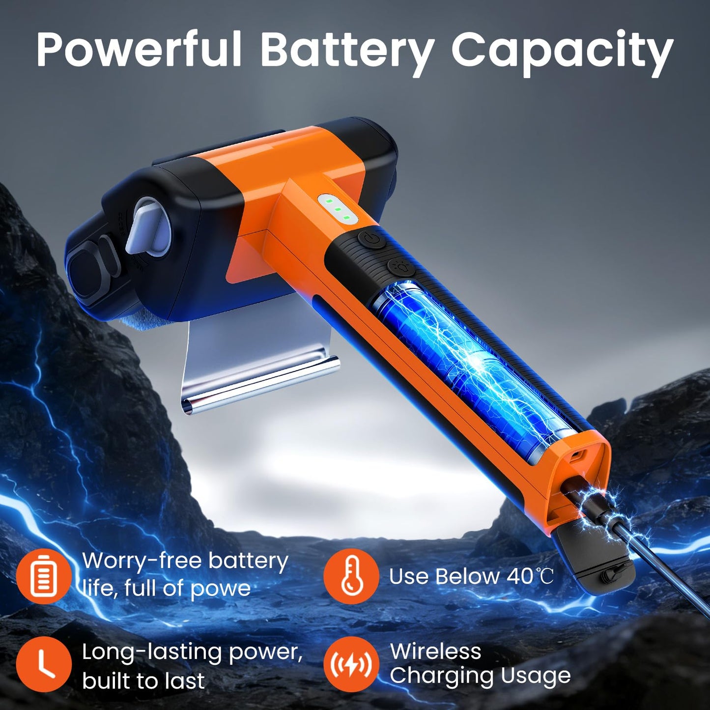 Electric Grill Brush, 950 RPM Cordless Electric BBQ Grill Cleaner with 4500mAh Battery, LED Light, 304 Stainless Steel Brush Head, Grill Clean for Outdoor Grill, No Preheating for Father's Day
