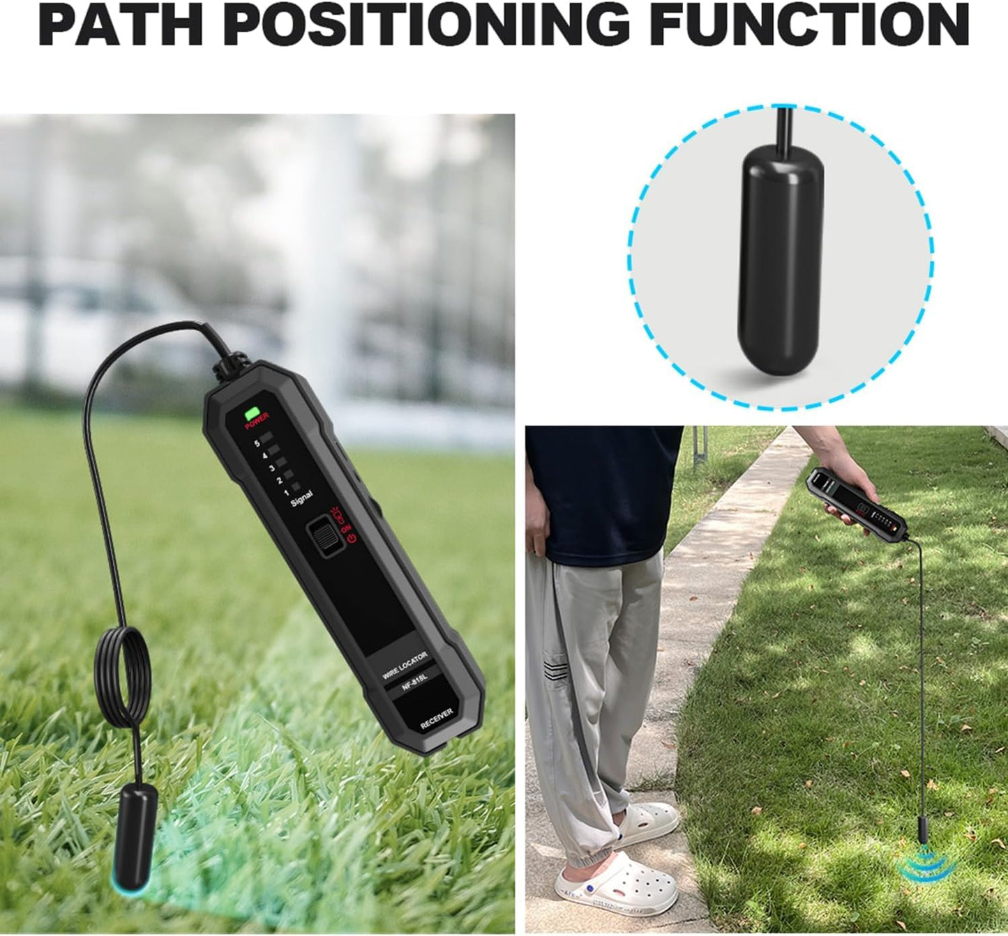 SZJMS Underground Wire Locator, Underground Cable Locator for Pet Fence Buried Sprinkler Valve, Cable Tester for Locating Irrigation Tone Generator Kit, Electrical Underground Wire Tracer
