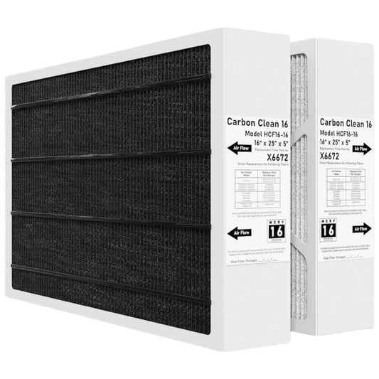 6672 16x25x5 MERV 16 Furnace Air Filter Compatible with Lennox X6672 Healthy Climate Carbon for Furnace HVAC System (Actual Size: 15.75 x 24.75 x 4.37 In), Part Number HCF16-16, 2 Pack