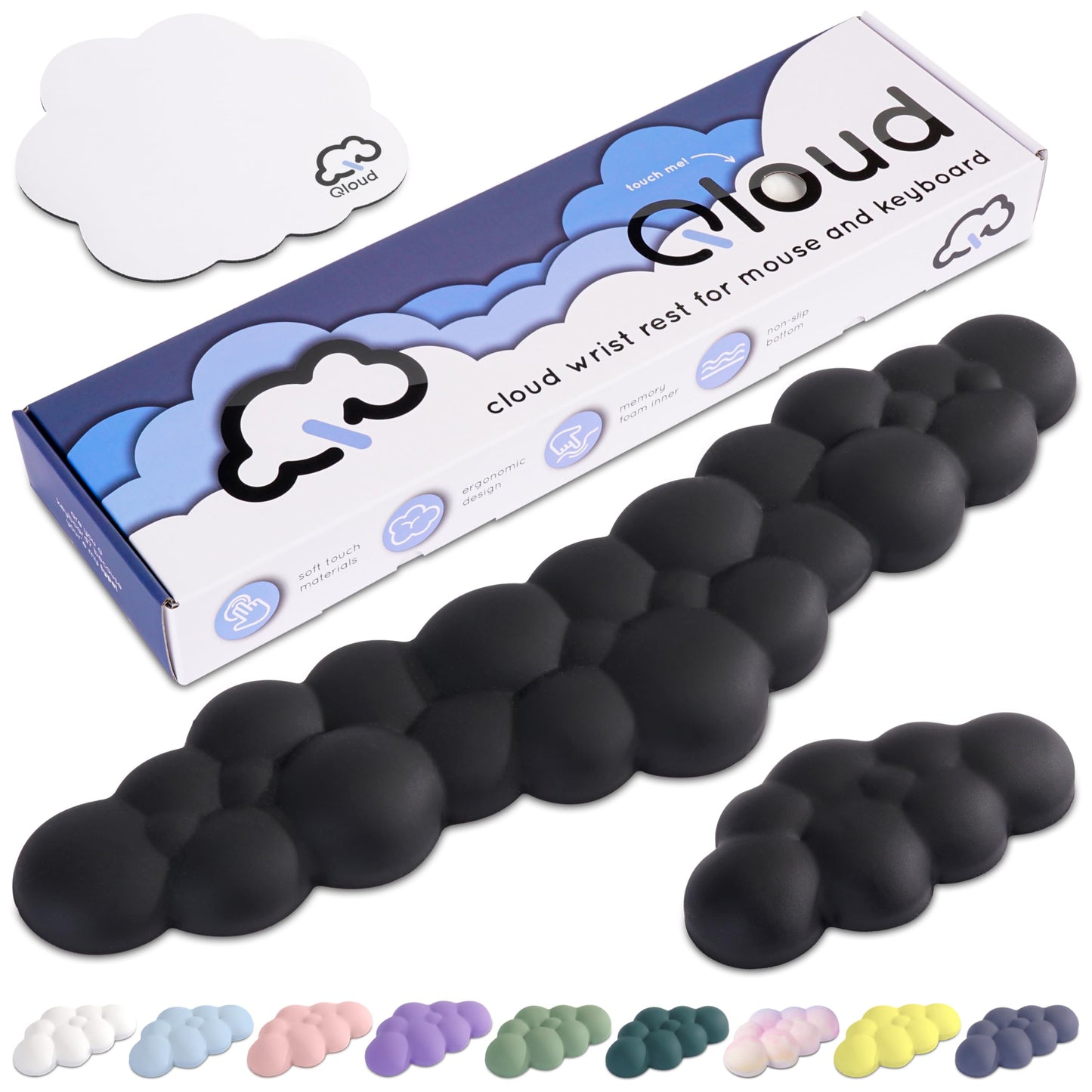 Qloud Cloud Wrist Rest Keyboard – Cloud Palm Rest Keyboard Rest Desk Cloud Wrist Pad – Keyboard Wrist Rest for Computer Keyboard Gaming Wrist Rest Cloud Arm Rest Keyboard Wrist Pad - Matte Black