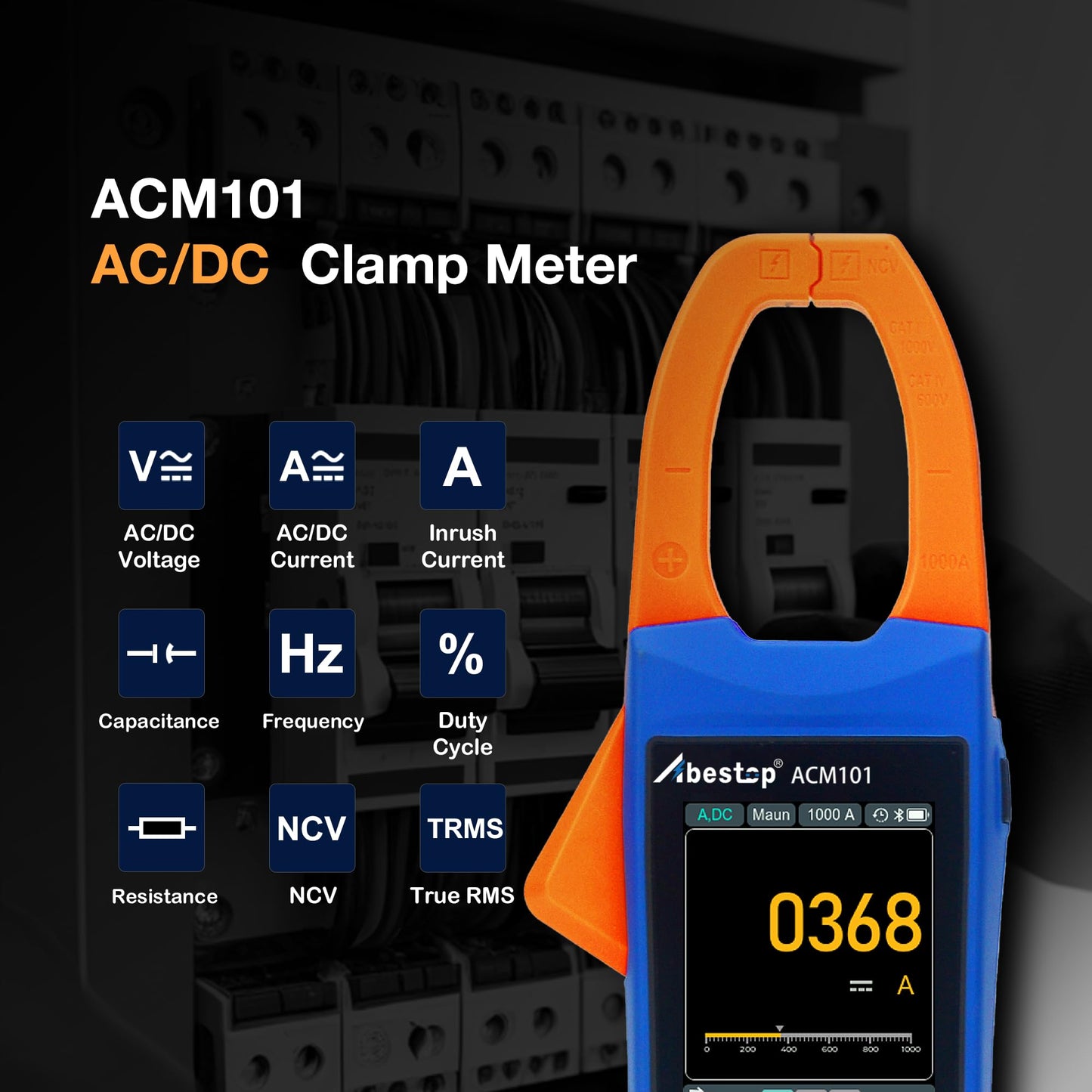 ACM101 Abestop Clamp Meter 1000A Smart 3 in 1 AC/DC Current Clamp with 2.8 inch IPS LCD Display OSC + Record Function