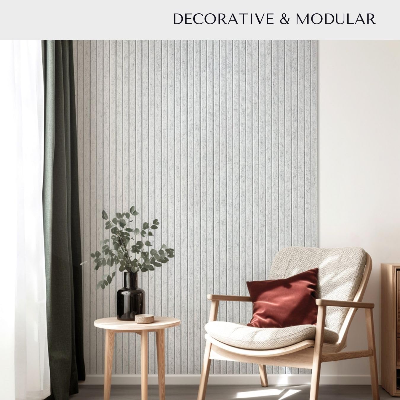 VIVELDA Large Cork Board for Office Black Felt Board Alternative - Slat Wall Paneling, Felt bulletin board tiles for office wall decor, Push pin board Wall organizer for office -12-Pack (Marble White)