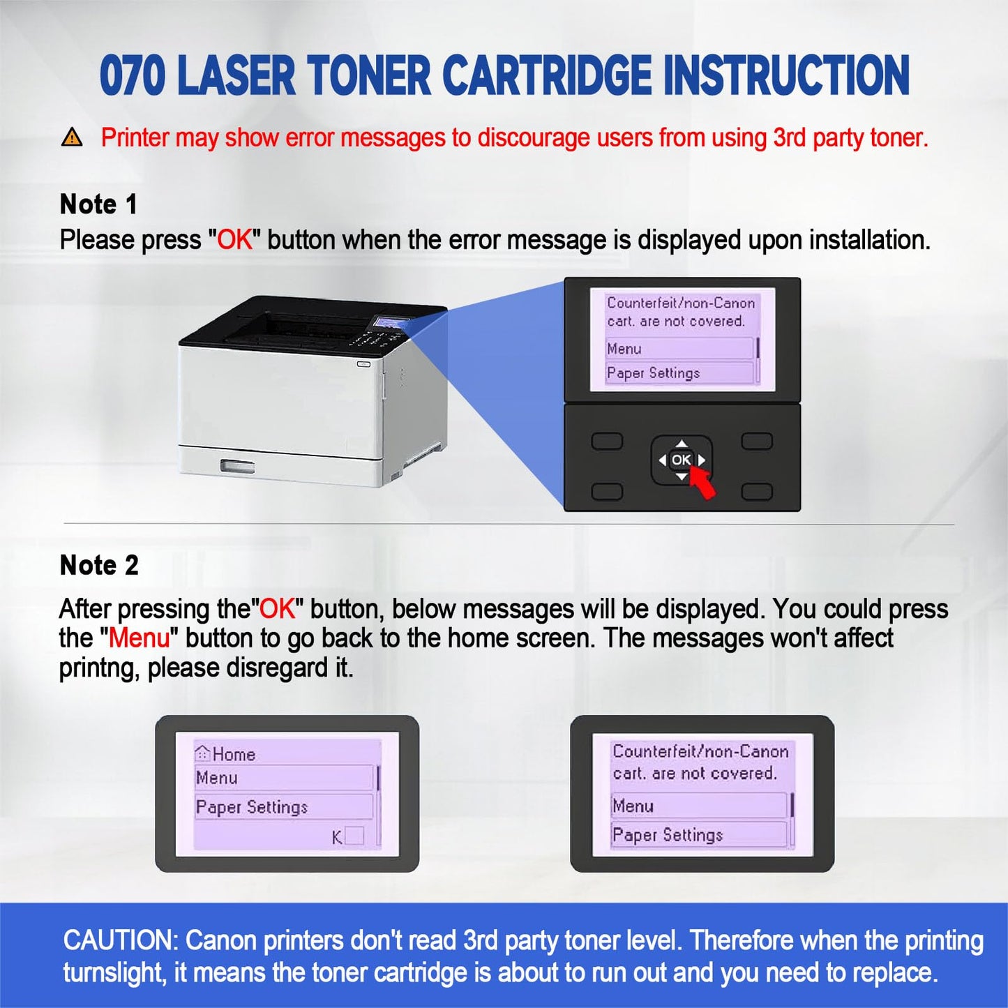 070 Toner Cartridge 070 Black Toner Cartridge Compatible Replacement for Canon 070 imageCLASS MF465dw MF462dw LBP247dw LBP247dw Printer-2Pack