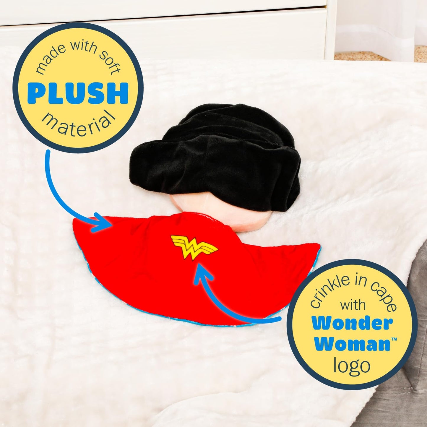 KIDS PREFERRED DC Comics Wonder Woman Soft Huggable Weighted Stuffed Animal Cute Plush Toy for Toddler Boys and Girls, Gift for Kids, 11.5 inches