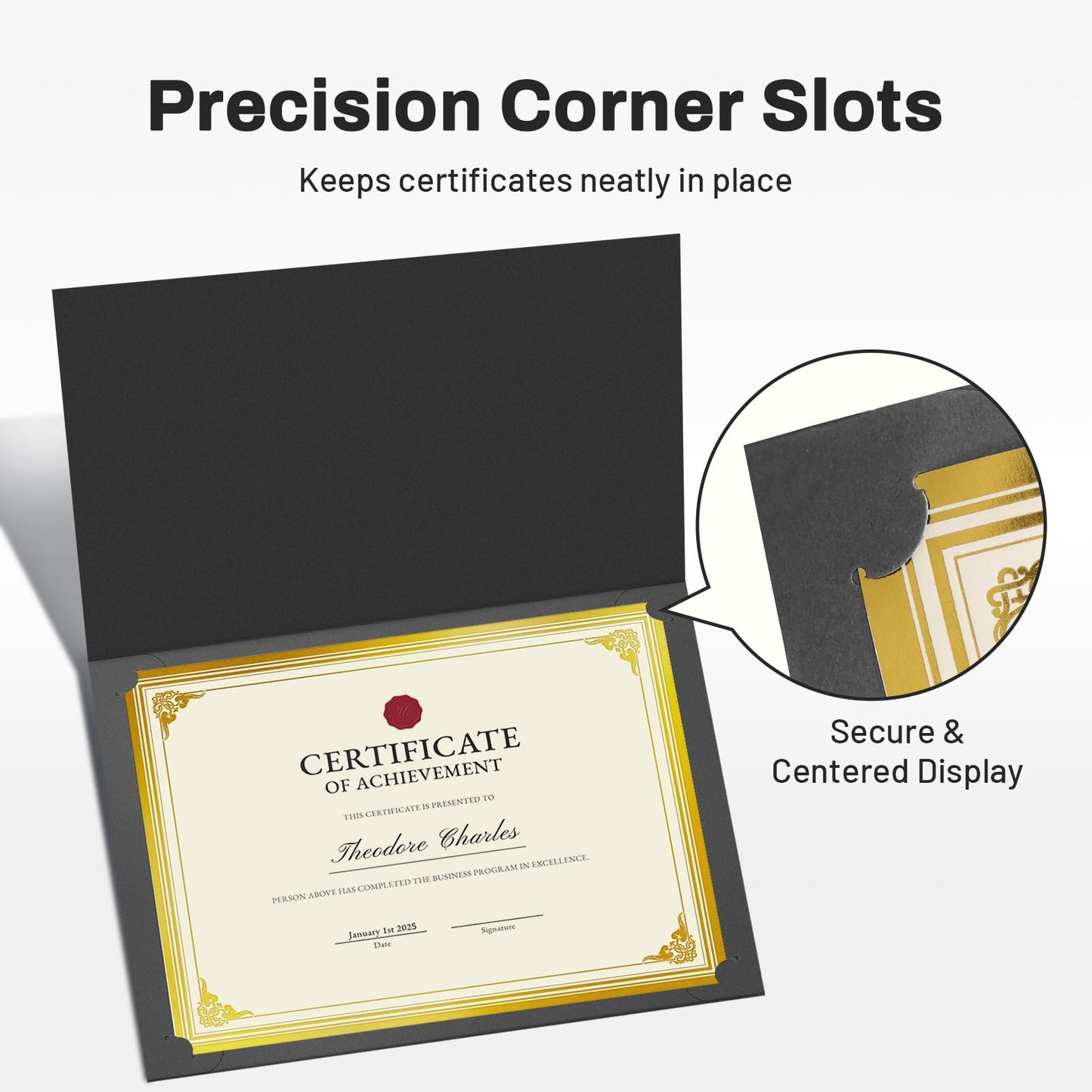 SUNEE Certificate Holders(Black, 60 Packs, New Pattern), Diploma Covers Gold Foil Border, for Letter Size 8.5x11 Certificates, Cardstock, Document Papers