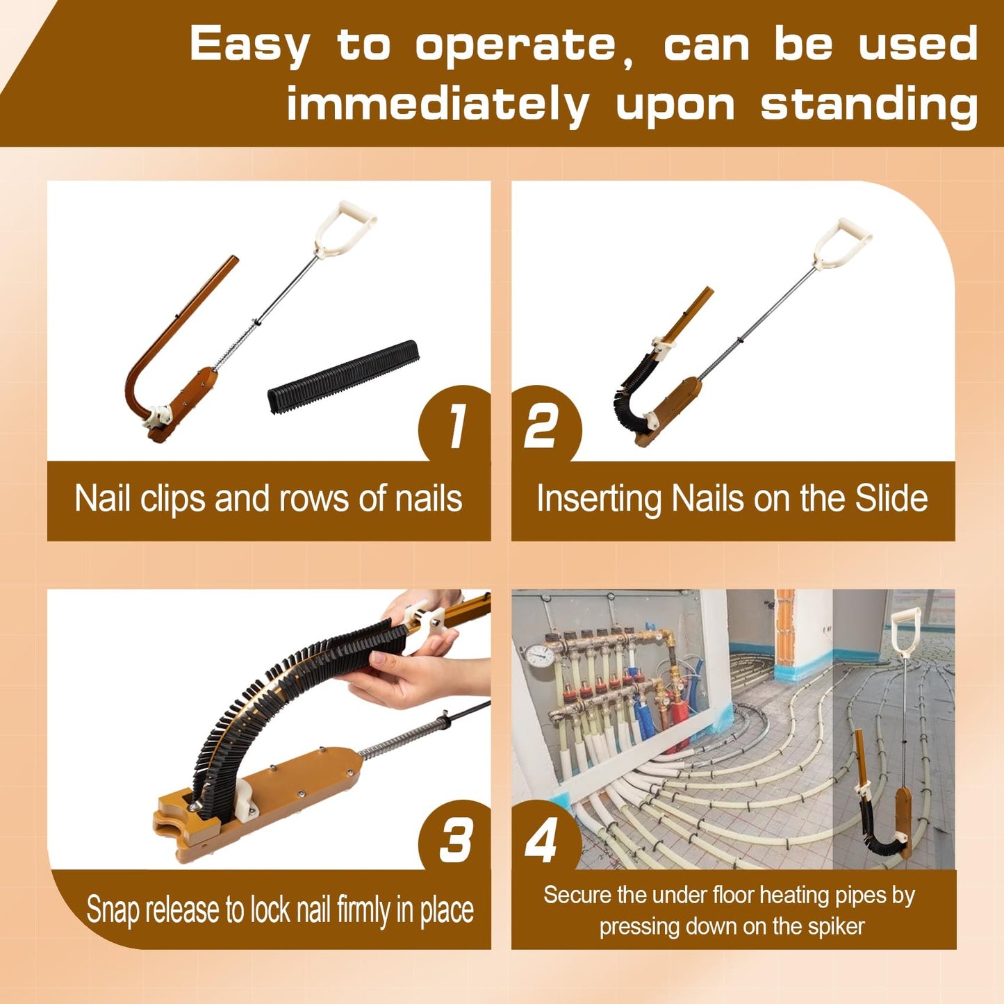 PEX Pipe Stapler with 1650 Pcs Foamboard Staples, PEX Stapler for 1”–2” Foam Board, Pex Foam Stapler Kit Efficiently Complete Binding Tasks Without Bending Over