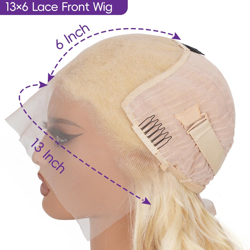 SEMANK 613 13x6 Lace Front Wig Human Hair 26 Inch Blonde Wig Human Hair 200% Density Body Wave Lace Front Wigs Human Hair Pre Plucked 613 Lace Front Wig Human Hair Blonde HD Lace Frontal Wig