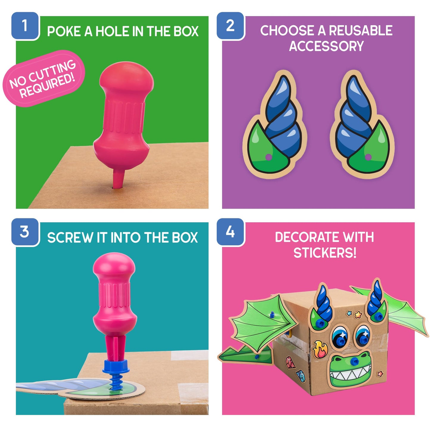 Educational Insights Boxineers Cardboard Animals - Creative Craft Supplies for Kids Projects, Cardboard Tools for Kids, DIY Fine Motor Activities, Kids Crafts and STEM Construction Kits