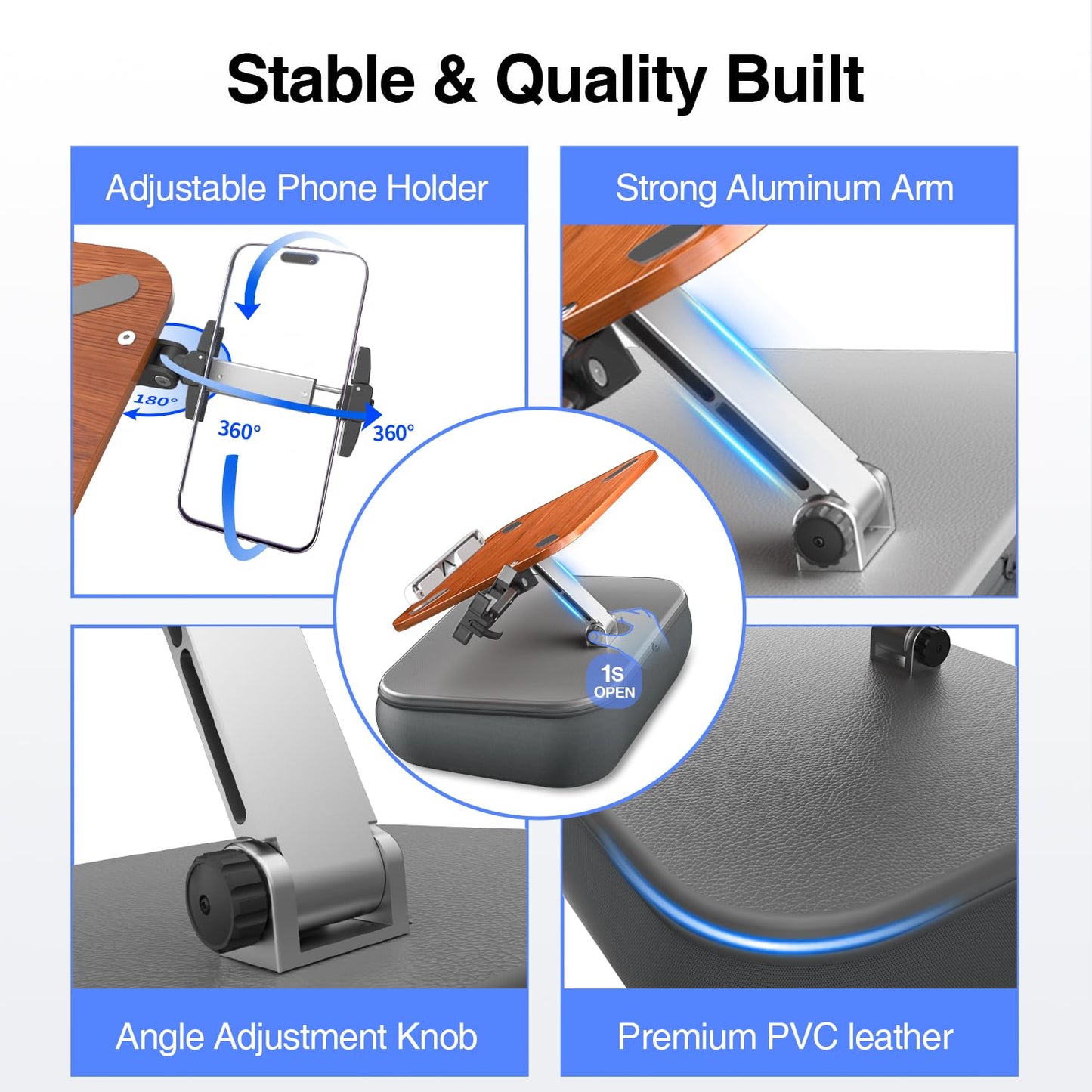 V-Hold Height & Angle Adjustable Laptop Lap Desk, Laptop Desk with Cushion, Fits up to 16 inch Laptops & Tablet, Bean Bag Pillow Stand, Lap Desks for Home, Office, Bed, Couch, Desk, Car and Recline