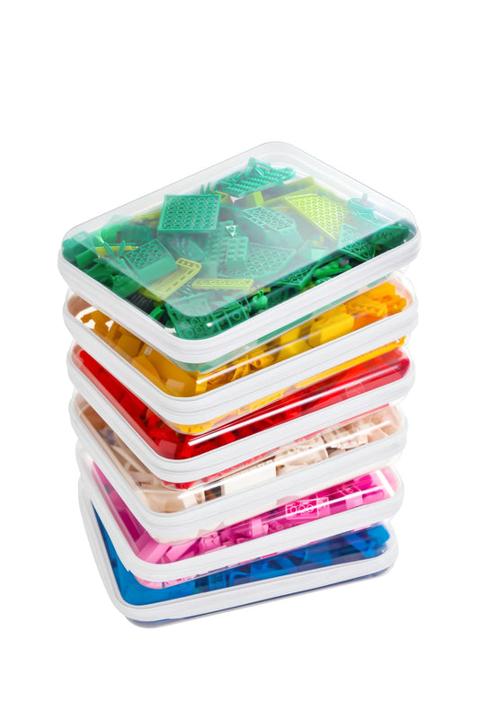 CoiiJoii Zippered Pouch Hard, Clear Zippered Hard Pouch, Stackable Storage Bins, Portable Clear Bin Zipper (White, Large-6pcs)