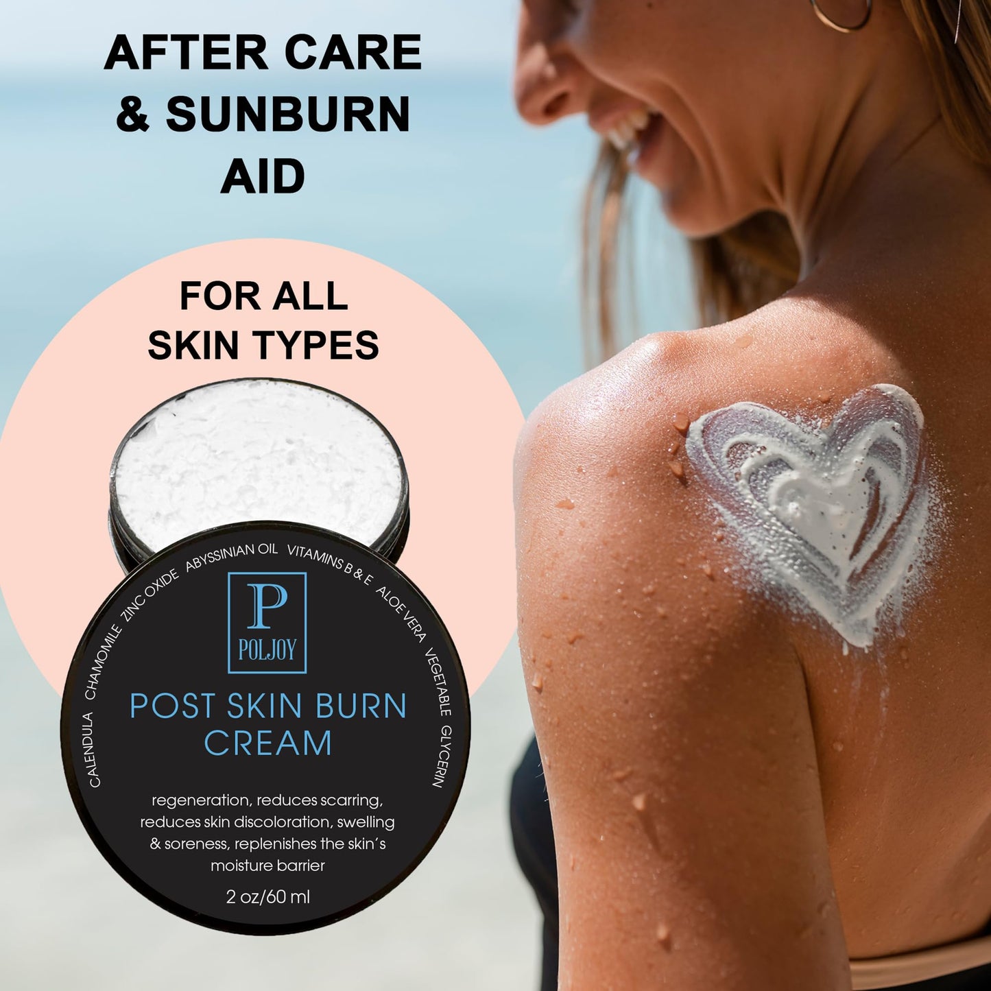 Skin Burn Cream Repair Natural - Post Burns Healing Remedy - Scar Care Promotes Recovery - Soothing First Degree Treatment - Sunburns Aid Fast Relief - Household & Vacation - Made in US (Pack of 2)