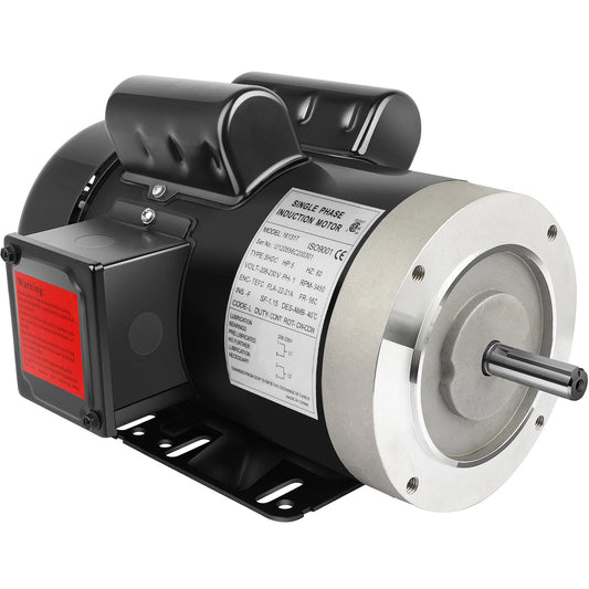 5HP Electric Motor 3450RPM General Purpose Single Phase Motor 208-230V 56C Frame 5/8" Shaft Diameter 60HZ TEFC
