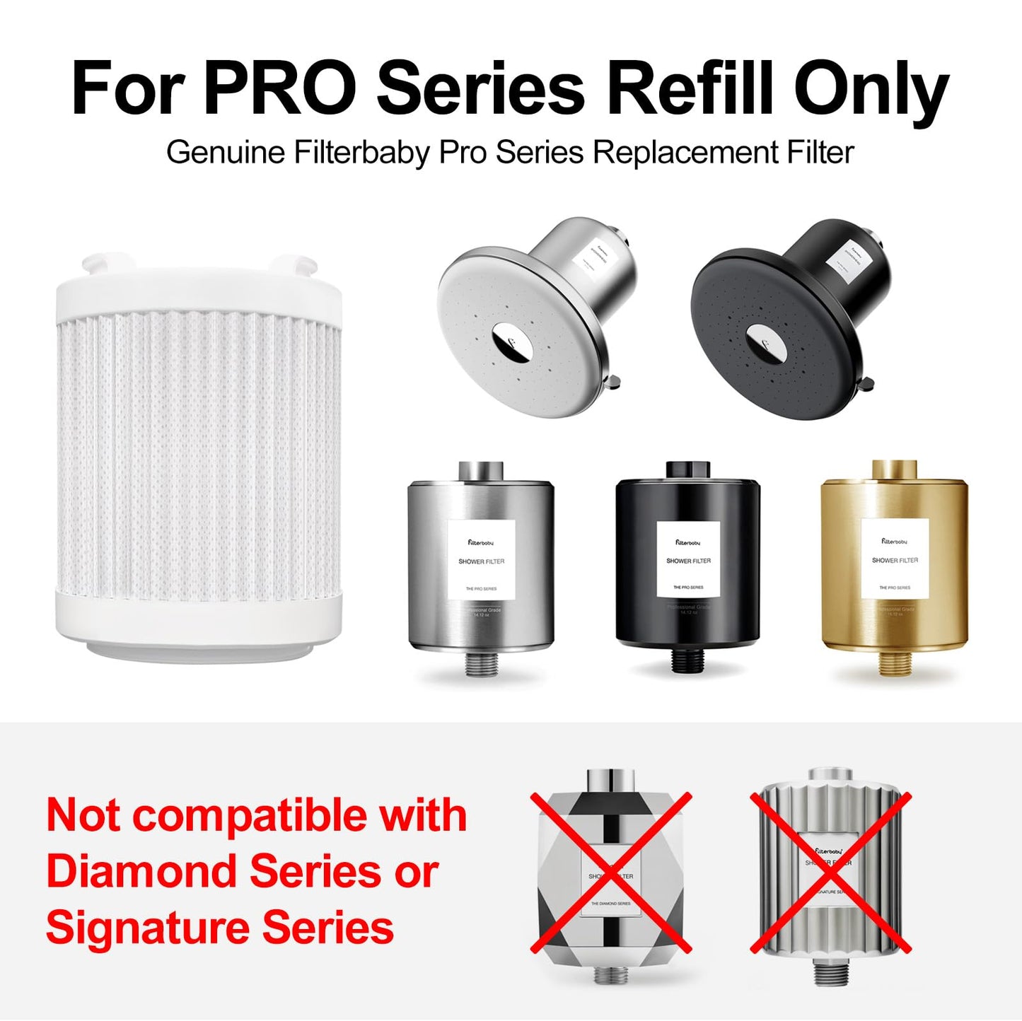 Filterbaby Genuine Official Pro Series Shower Filter Refill, Tested to NSF/ANSI 177
