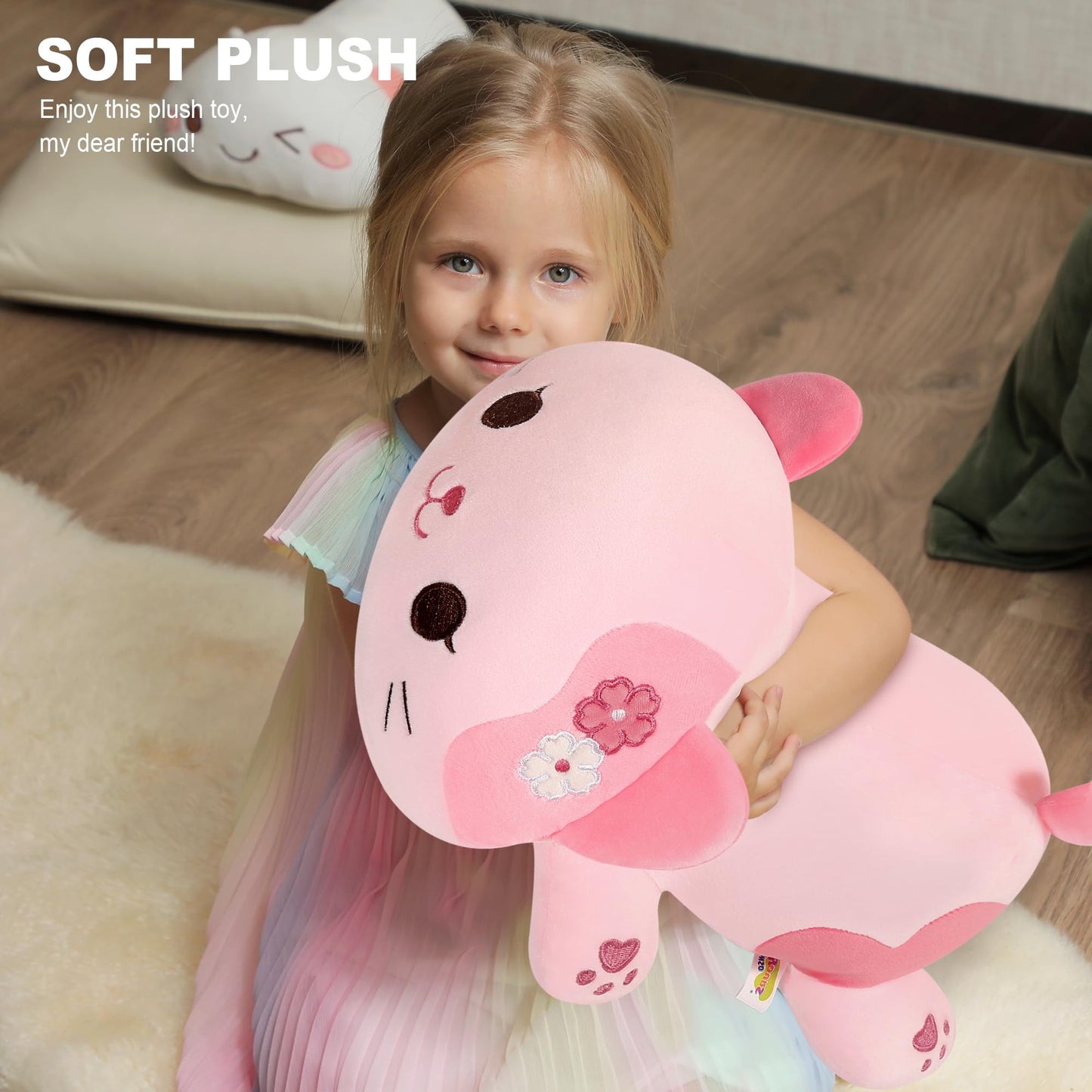 Onsoyours Original Flower Cat Plushies Cute 20 inch Plush Toy Kitten Stuffed Animal Soft Pillow Kawaii Kitty Plushie Gift for Kids(Flower Cat, 20")