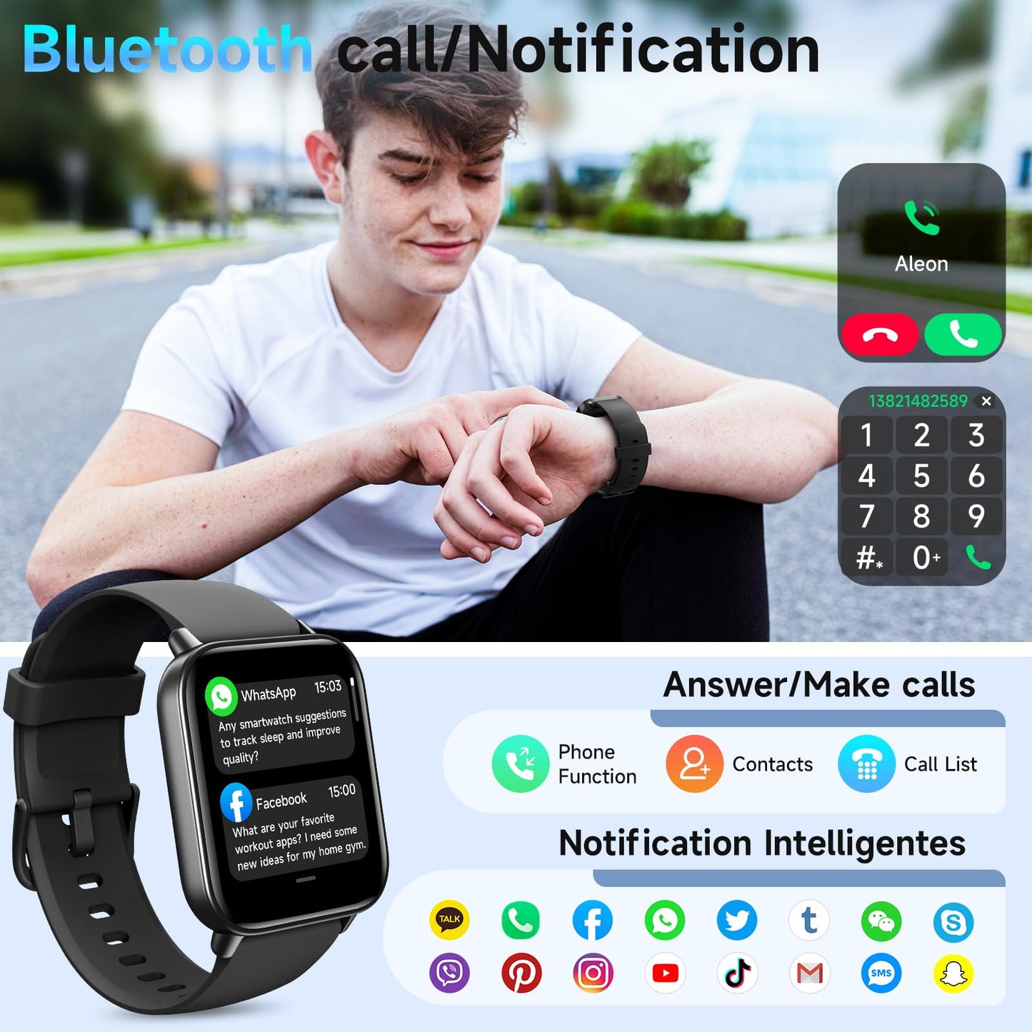 Smart Watches for Men Android & iPhone, Alexa Built-in, Fitness Tracker with Answer/Make Calls, IP68 Waterproof Fitness Watch,Heart Rate, Sleep, SpO2 Monitor,Smartwatch for Android iOS (Black, 1.8)