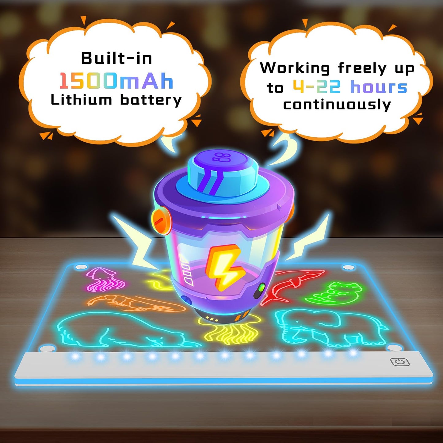 LED Note Board with 7-Color Acrylic Display, Light Up Dry Erase Board