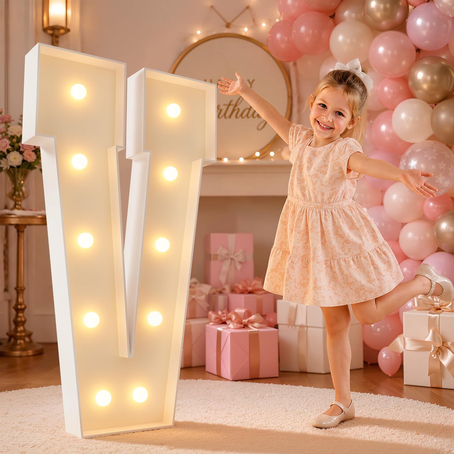imprsv 4FT Marquee Light Up Letters for Birthday Party Decorations Large Marquee Letters for Wedding Event Bridal Shower Engagement Anniversarty Party Decor,Letter V