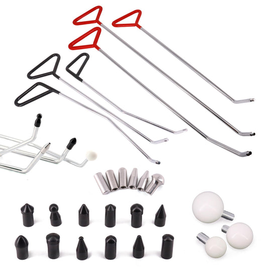 CZJCMECH Dent Repair Tools 6 Pieces of Dent Removal Rods with Awl Head Paintless Dent Removal Kit Car Auto Body Dent Removal of Hail Dents and Door Ding (6 PCS Rod 21 PCS Pen)