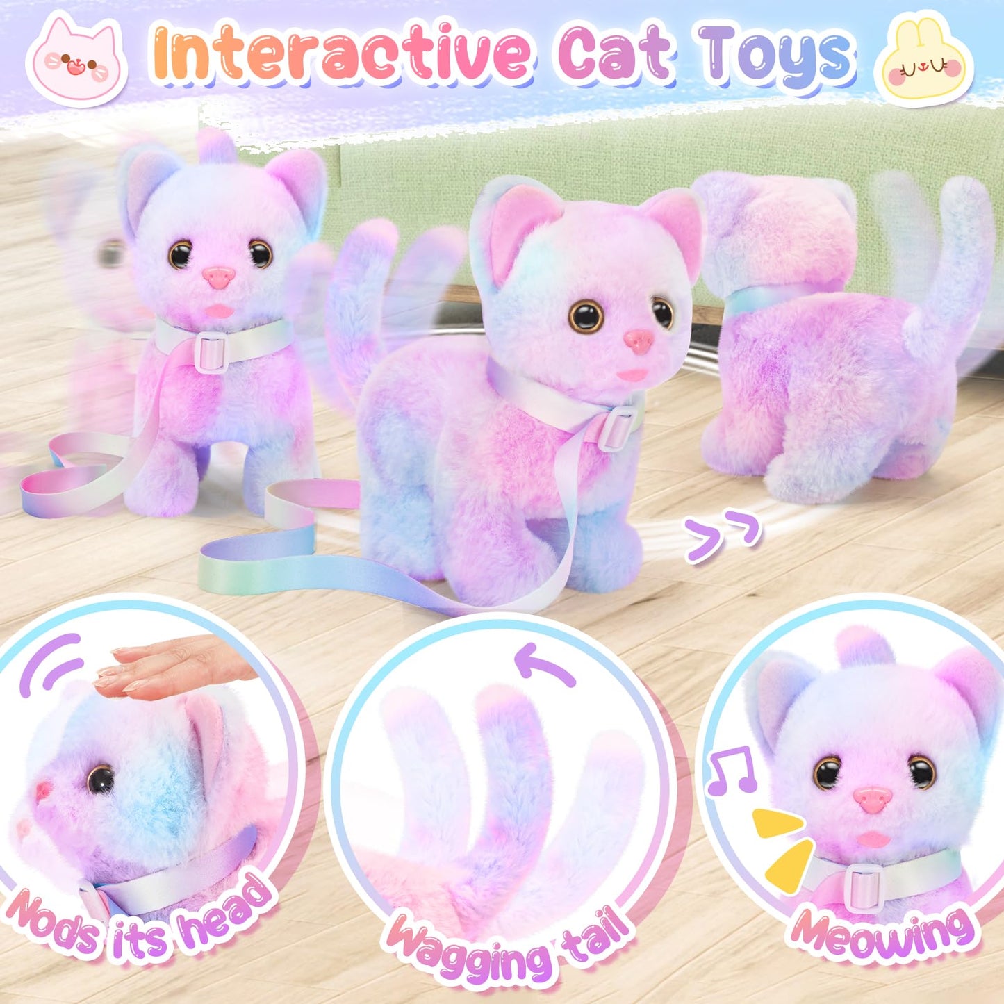 NINAOR Plush Toys for Kids Pretend Play with Crossbody Bags, Interactive Cow Stuffed Animals Pet Care Plushies Cute Stuff