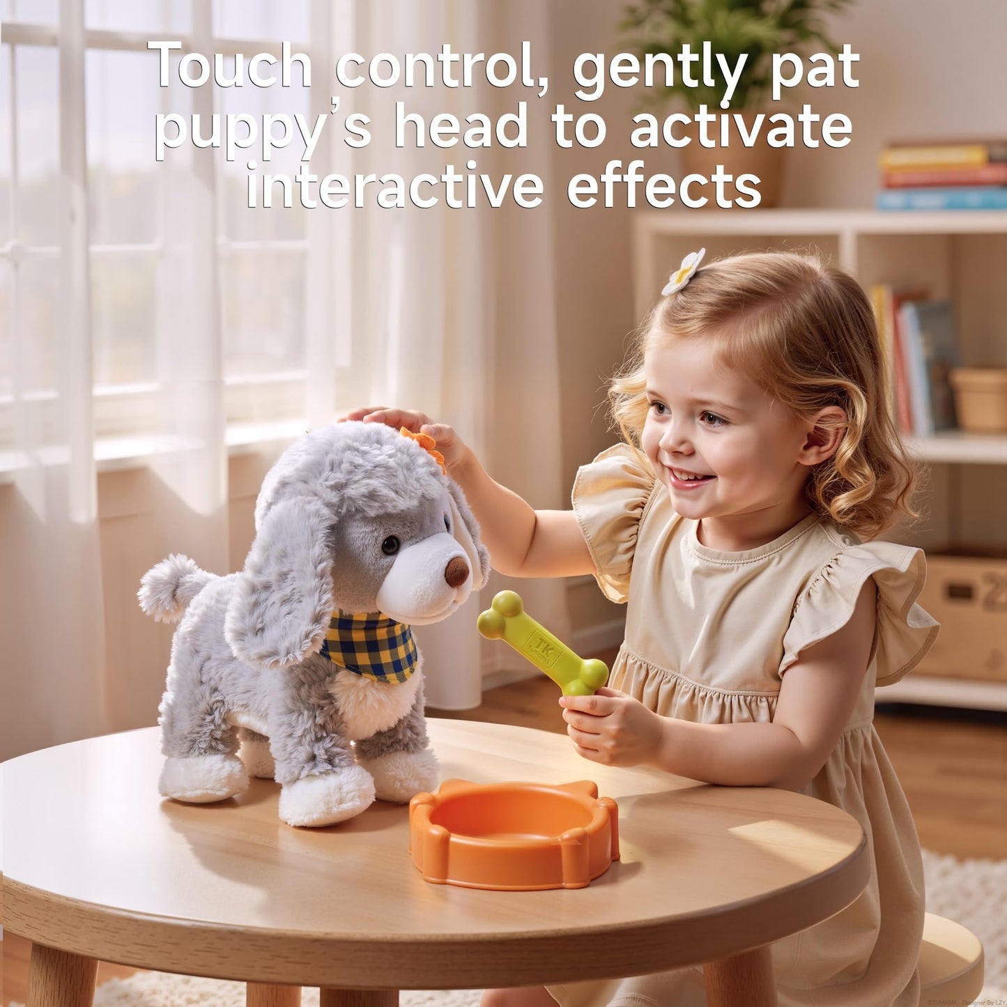 TUMAMA Electronic Interactive Plush Puppy Dog Toy for Ages 18+ Months