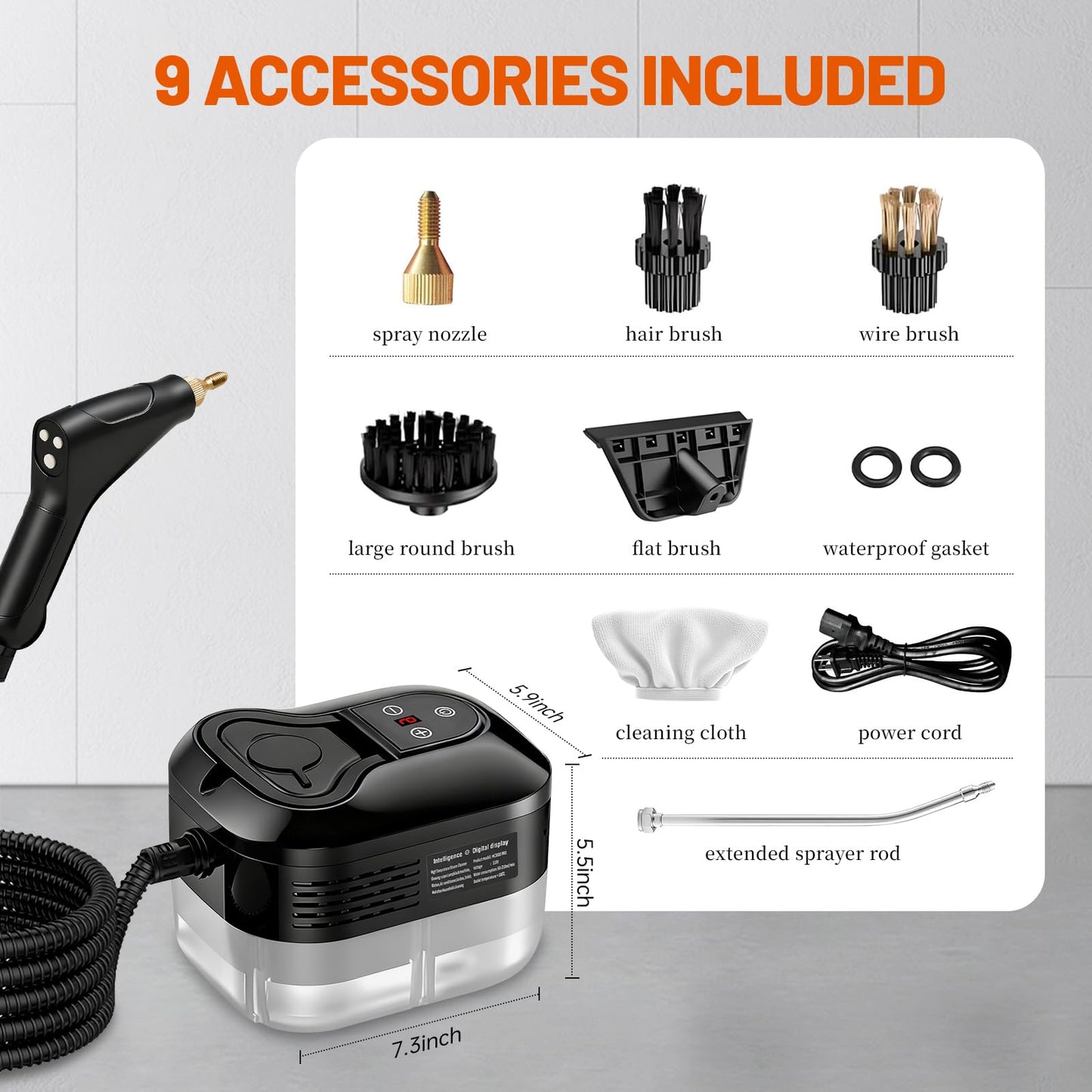 SRGARH Pressurized Steam Cleaner, Handheld Portable High Temp Bathroom Powerful Steamer Cleaning Machine Steam Cleaner For Home Use Kitchen Grease Car Detailing (black)