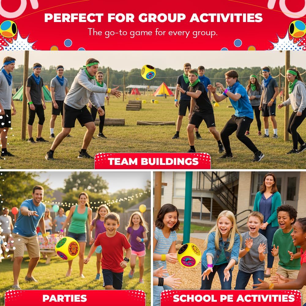 SWOOC Games® - Whomp Ball™ - Ultimate Backyard Dodgeball - Soft Foam Dice - Yard Games, PE Equipment & Team Building - Outdoor Playground Equipment Dodge Balls - Physical Education for Kids & Adults