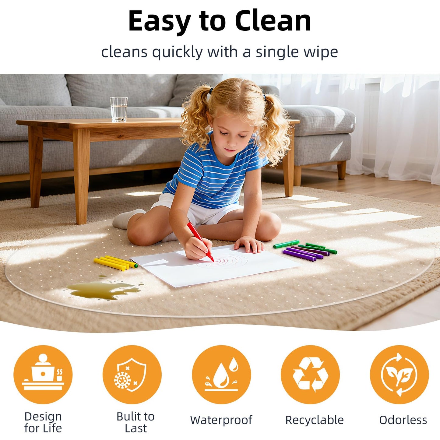 Office Chair Mat for Carpet - 36x36 Inch Plastic Computer Desk Floor Protectors for Chairs Clear Under Desk Rug Pad for Rolling Gaming Chair