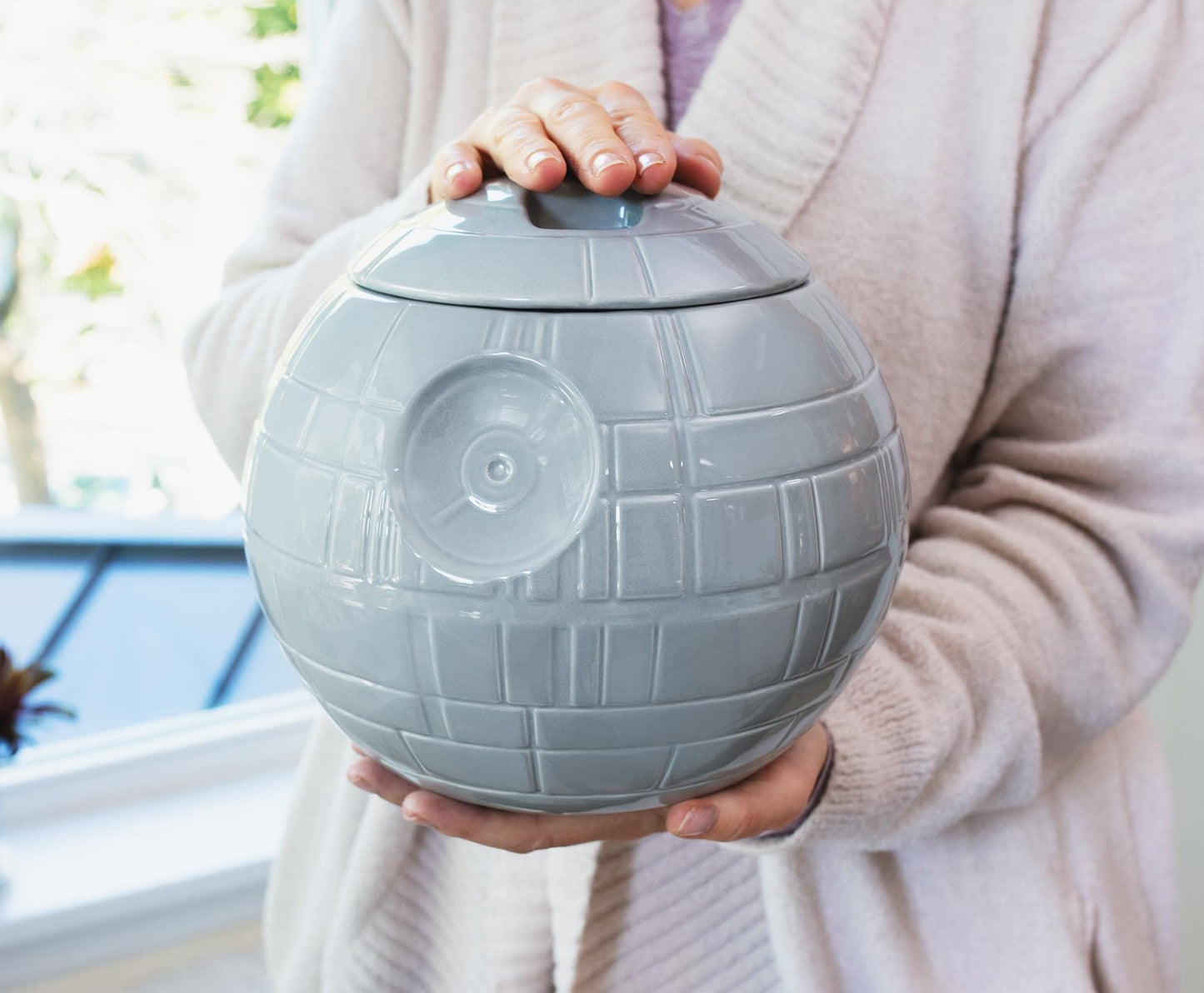 STAR WARS Death Star 10-Inch Ceramic Cookie Jar Container With Lid | Kitchen Storage For Snacks