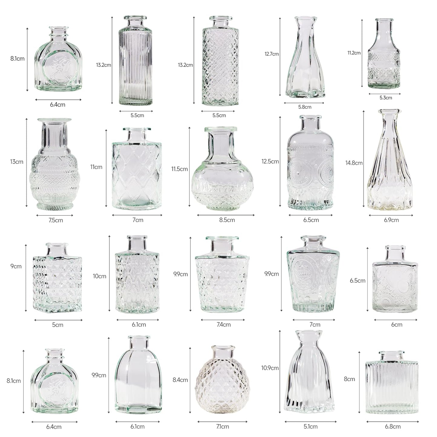 Yabool 40 Pcs Bud Vase Set, Vases for Centerpieces, Cute Glass Bud Vases in Bulk, Small Vases for Flowers, Clear Vase Set for Wedding Decorations, Home Table Flower Décor