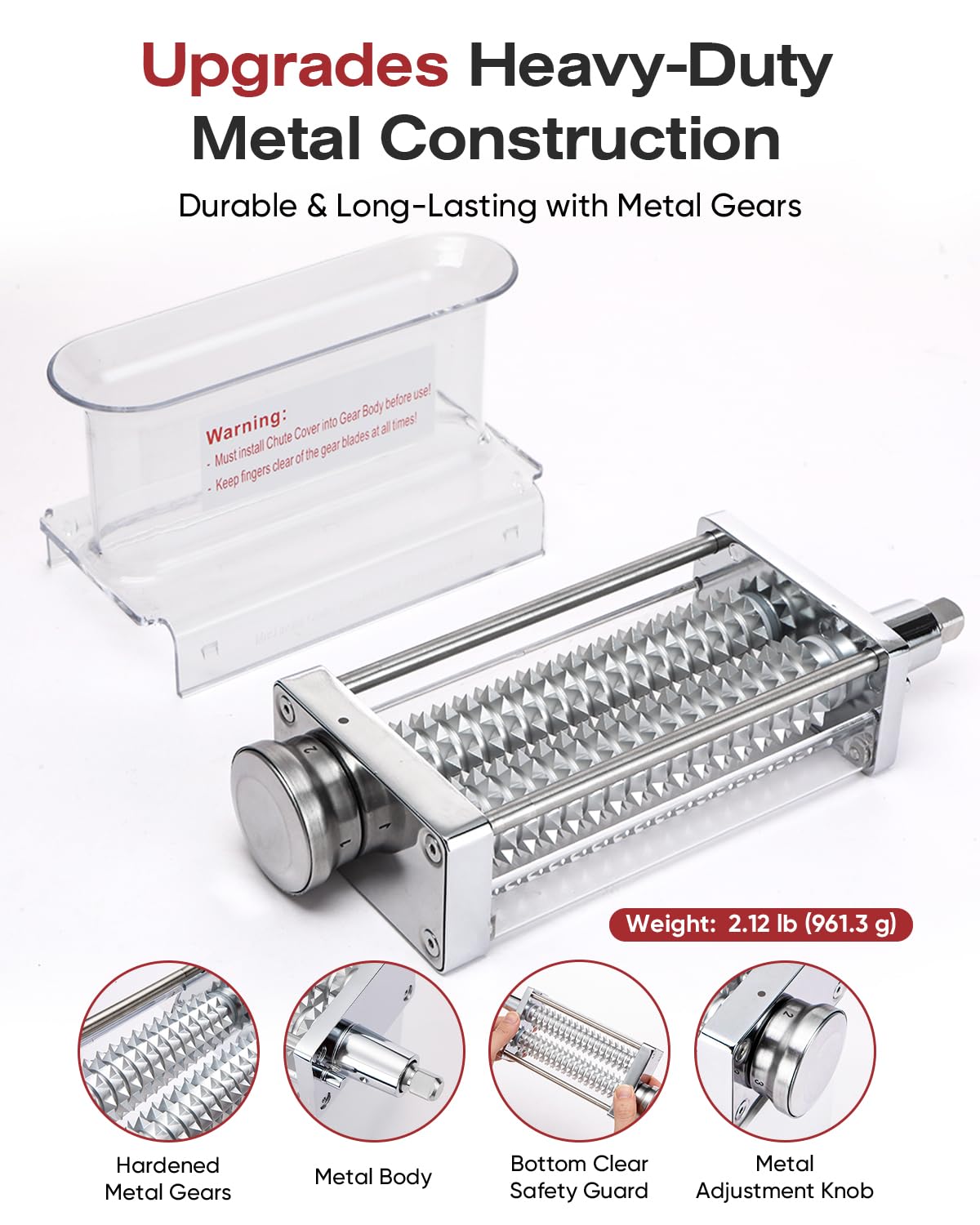 Adjustable Meat Tenderizer Attachment for KitchenAid Stand Mixers 3 Thickness Settings Tenderizer Machine with Wide Metal Wheel & Tall Chute Meat Tenderizer Tool (meat tenderizer)