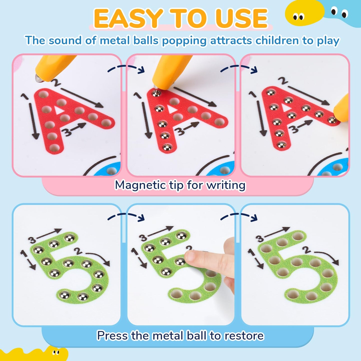 JoyCat Magnetic Letter and Number Tracing Board Set, Double Sided Alphabet & Numbers Board for Toddlers, ABC Uppercase & Lowercase Practice, Math Learning, Preschool Educational Gift Toys for Kids