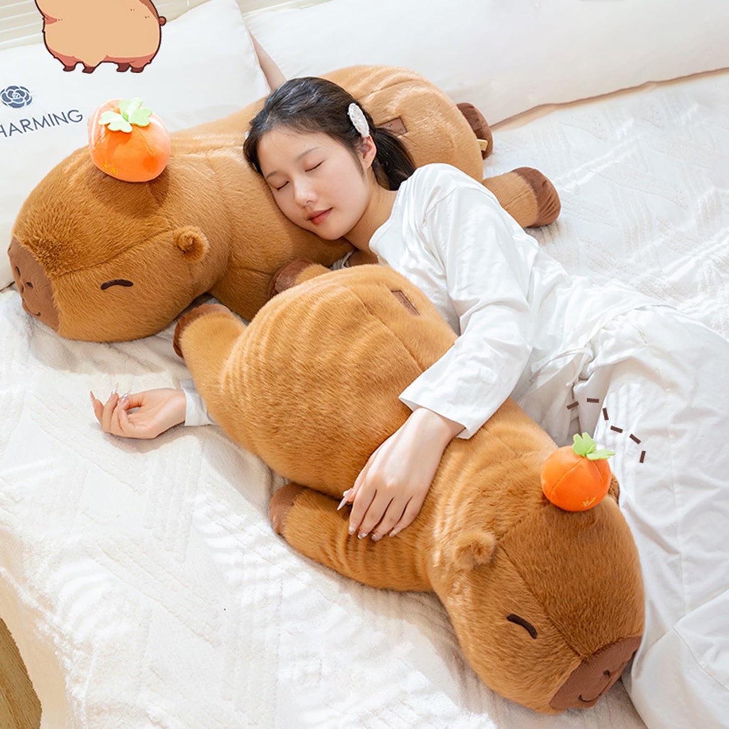 PEACH CAT Persimmon Capybara Plush 23.6" Long Capibara Stuffed Animal Cute Plushies Toys Gifts for Kids Brown