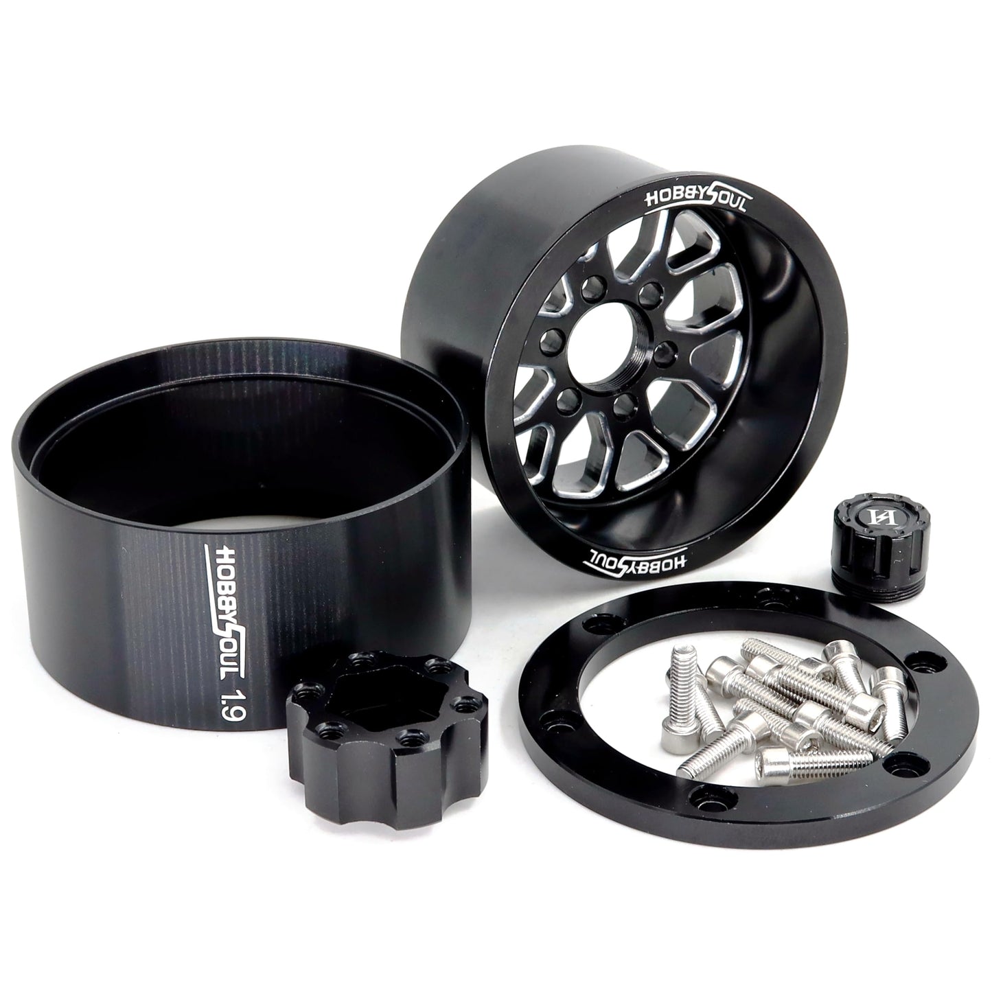 HOBBYSOUL 4pcs 1.9 Beadlock Wheels -10.5mm Negative Offset Rims 33mm Wide for RC 1/10 Crawler TRX4 SCX10 Gen8 Upgrades