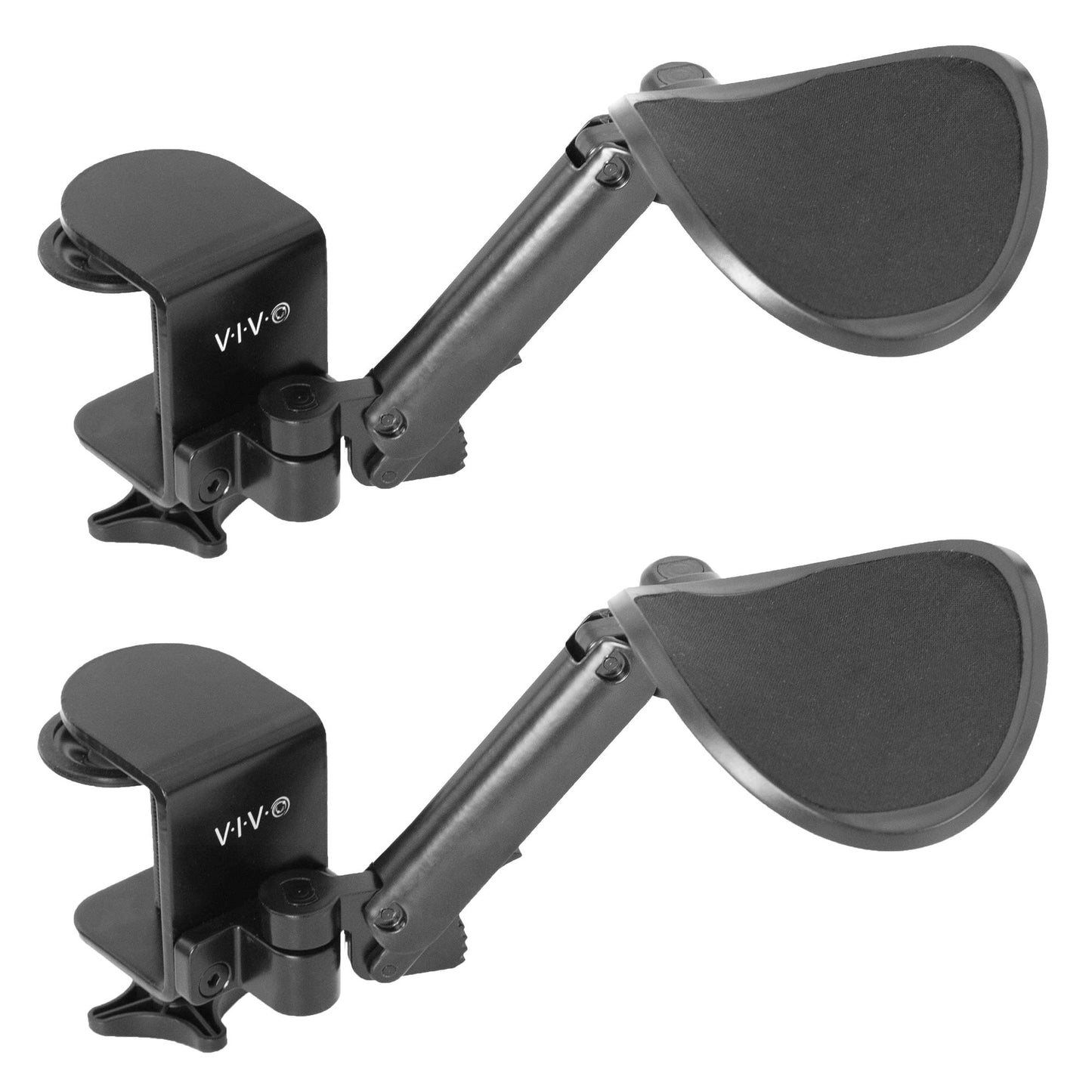 VIVO 2 Pack Clamp-on Adjustable Armrests, Universal Desk Cradle 360° Rotating Elbow Platform, Arm Support Steel Base Table Extension, Black, MOUNT-ARM02P