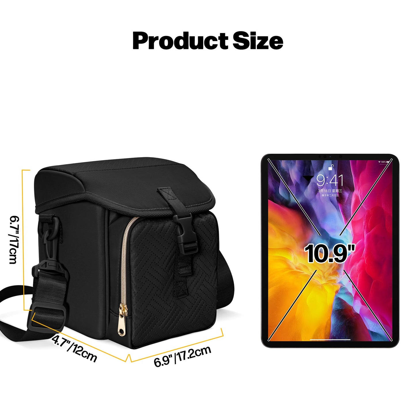 Prokva Camera Sling Bag Compatible with Polaroid Now 2nd Generation I-Type, Now+ 2nd Gen I-Type, Now, Now+, OneStep Instant Camera, Camera Crossbody Bag with Adjustable Strap, Black(Empty Bag)