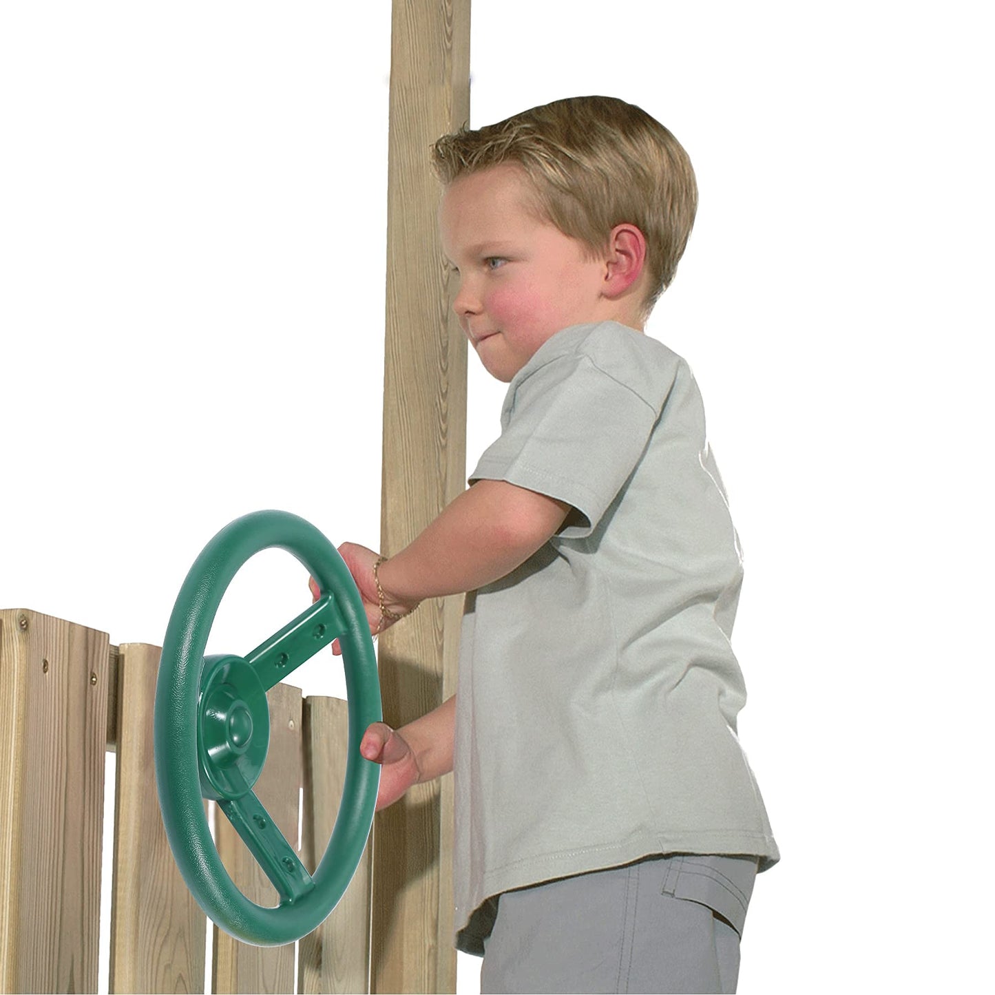 RedSwing Playground Accessories for Kids, Outdoor Swingset Attachments with Pirate Ship Wheel, Toy Telescope, Telephone and Safety Handles (Yellow and Green)