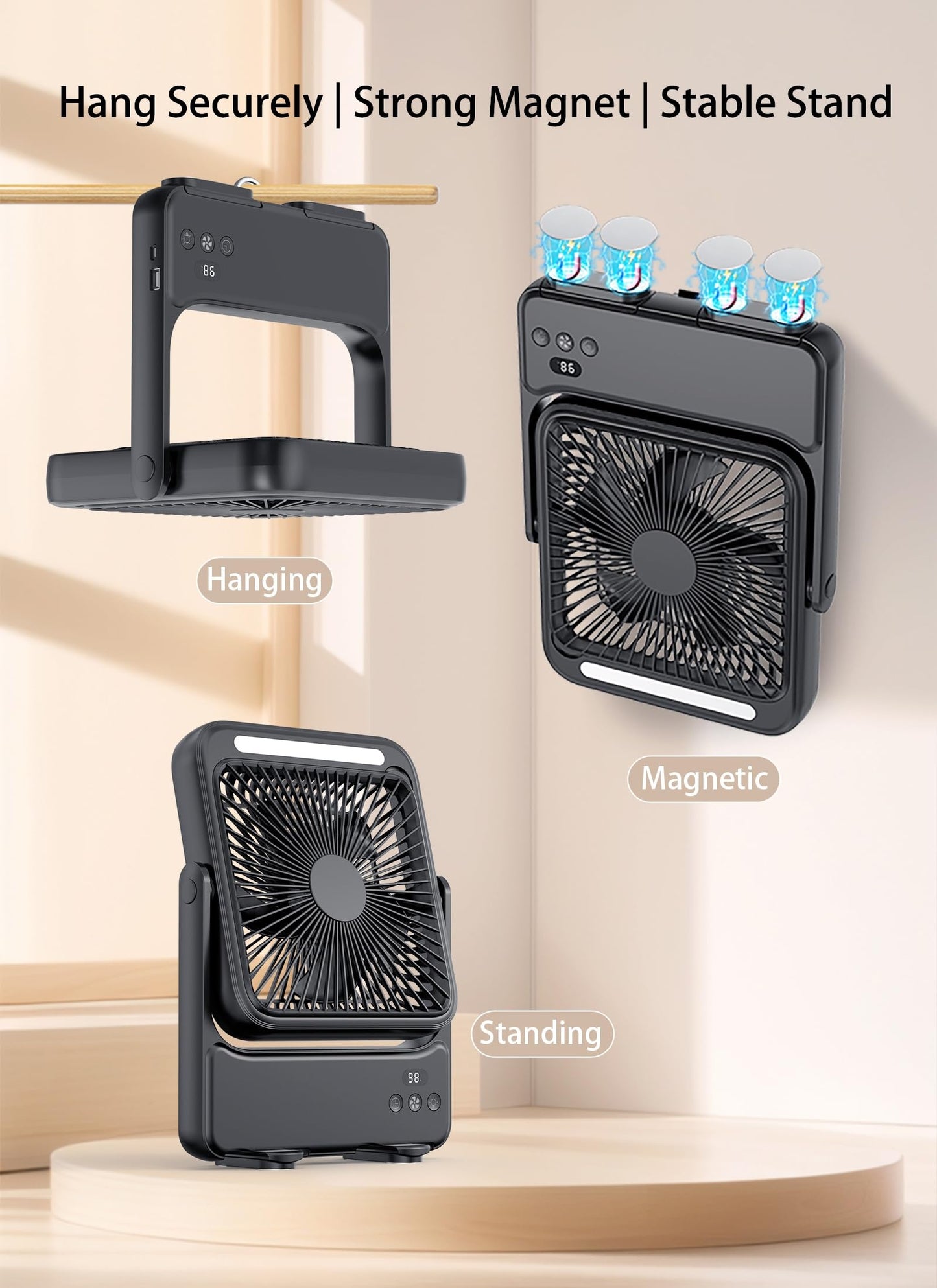 20000mAh Magnetic Cruise Approved Fan with Night Light, Ultra-Slim Travel Fan, 4-Speed, Hook Design, Portable Fan for Cruise Ship Cabin, Bedroom Sleeping, Camping, Travel & Cruise Essentials 2026
