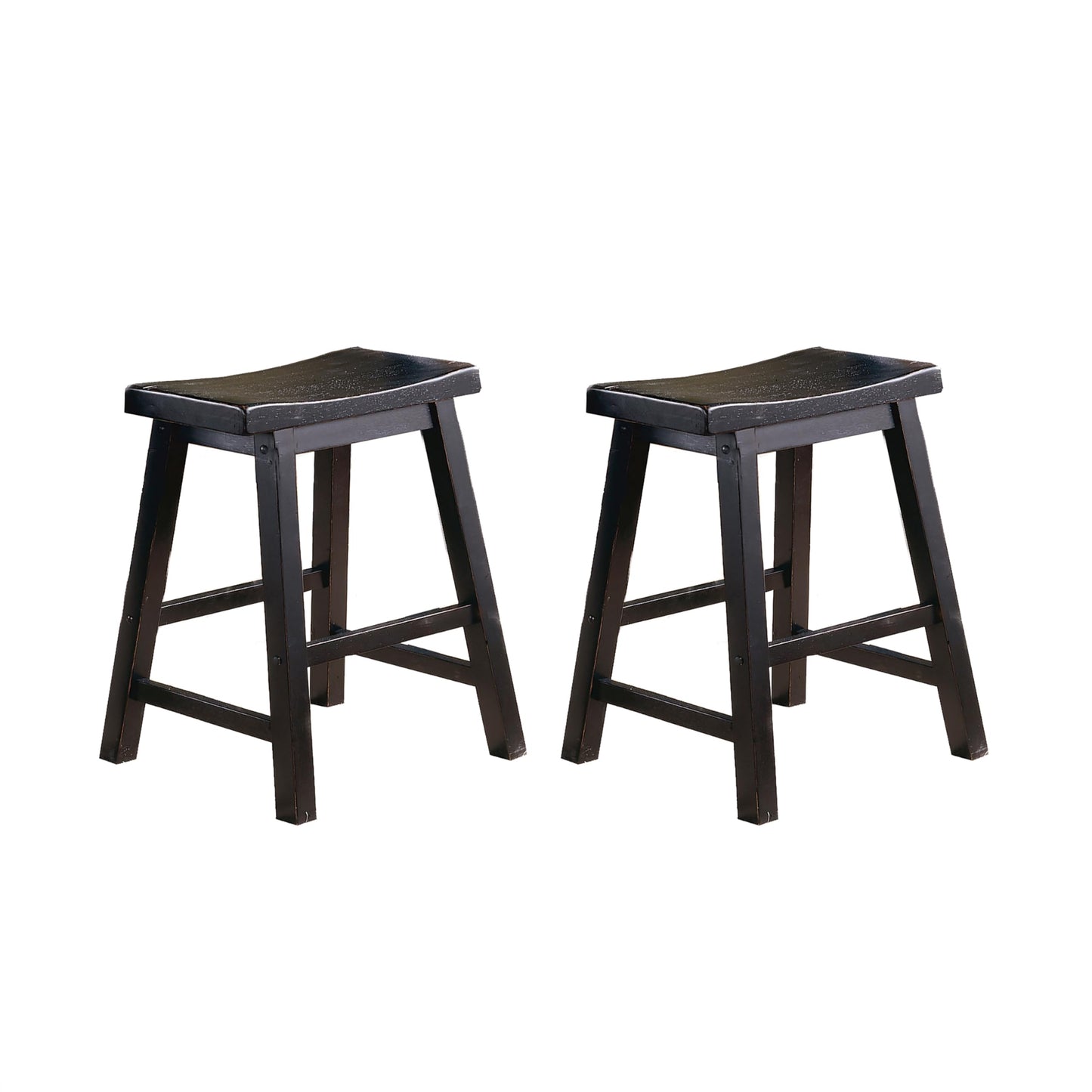 Homelegance Saddleback Solid Wood Kitchen Height Bar Stool Set Of 2 - Saddle Kitchen Stool Dining Height Stools for Dining, Armless Chair Seating Options, Perfect Casual Entertaining Spaces Black