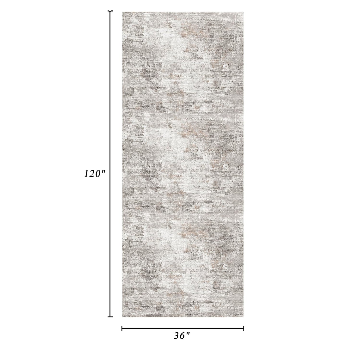 3x10 Ft Long Hallway Runner Rug - Non-Slip Washable Kitchen Runner Rug with Rubber Backing | Modern Abstract Wide Floor Carpet Runner for Indoor Entryway, Bedroom, Living Room, Beige/Grey/Brown