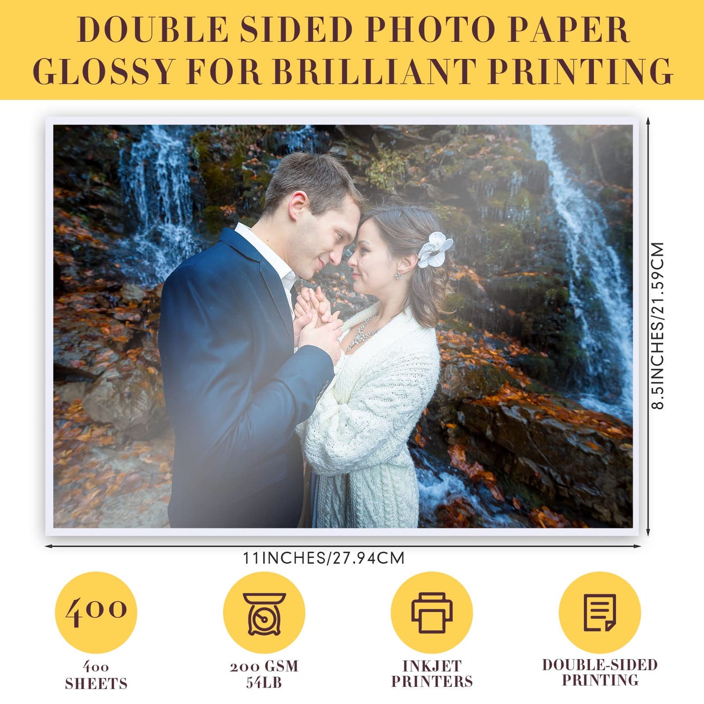 Fainne 400 Sheets Photo Paper 8.5 x 11 in Glossy Double Sided 54lbs 9.5mil 200gsm Photo Paper Glossy Card Stock for Inkjet Printing Printer Making Pictures Calendar Greeting Card Printing