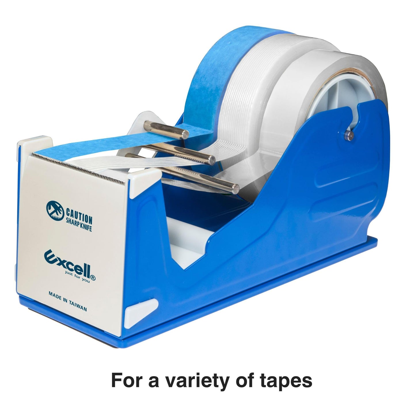 Excell Deluxe Triple Extra Wide Metal Multi-Roll Desktop Tape Dispenser with Tiered Metal Separator Bars, EX-3372, 3 inch Wide, 3 inch Core