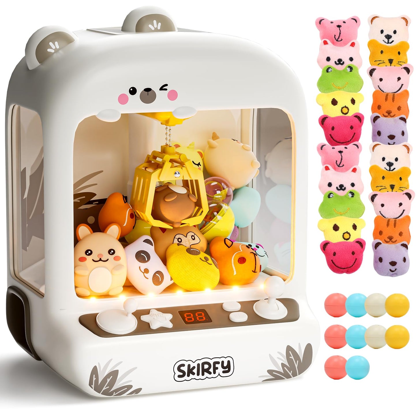 Skirfy Mini Claws Machines for Kids,Vending Machines Toys for Boys Girls 6 7 8 9 Year Old,Arcades Games Toys Bear with LED Light & Adjustable Sound,Birthday Party for 6-12 Year Old Boys Girls