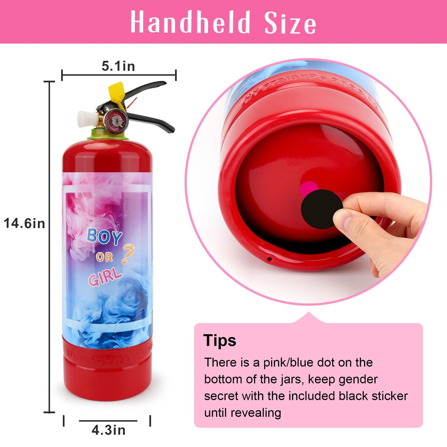 QIYVLOS Giant Gender Reveal Fire Extinguisher 2 Packs, Gender Reveal Ideas, Baby Girl Reveal Party Ideas for Gender Reveal Decorations with 2.3ib Powder (Pink)